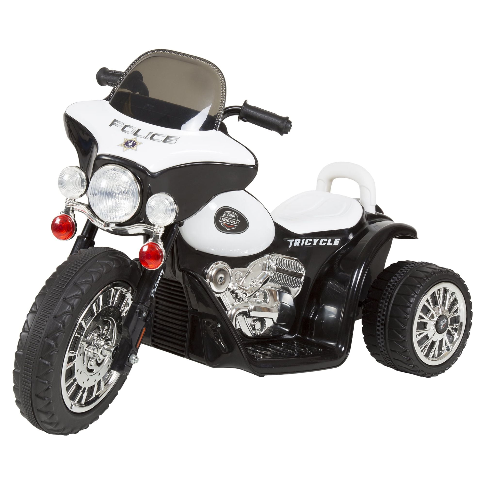 3 Wheel Mini Motorcycle Trike for Kids, Battery Powered Ride on Toy by Rockin’ Rollers – Toys for Boys and Girls, 2 - 5 Year Old – Police Car