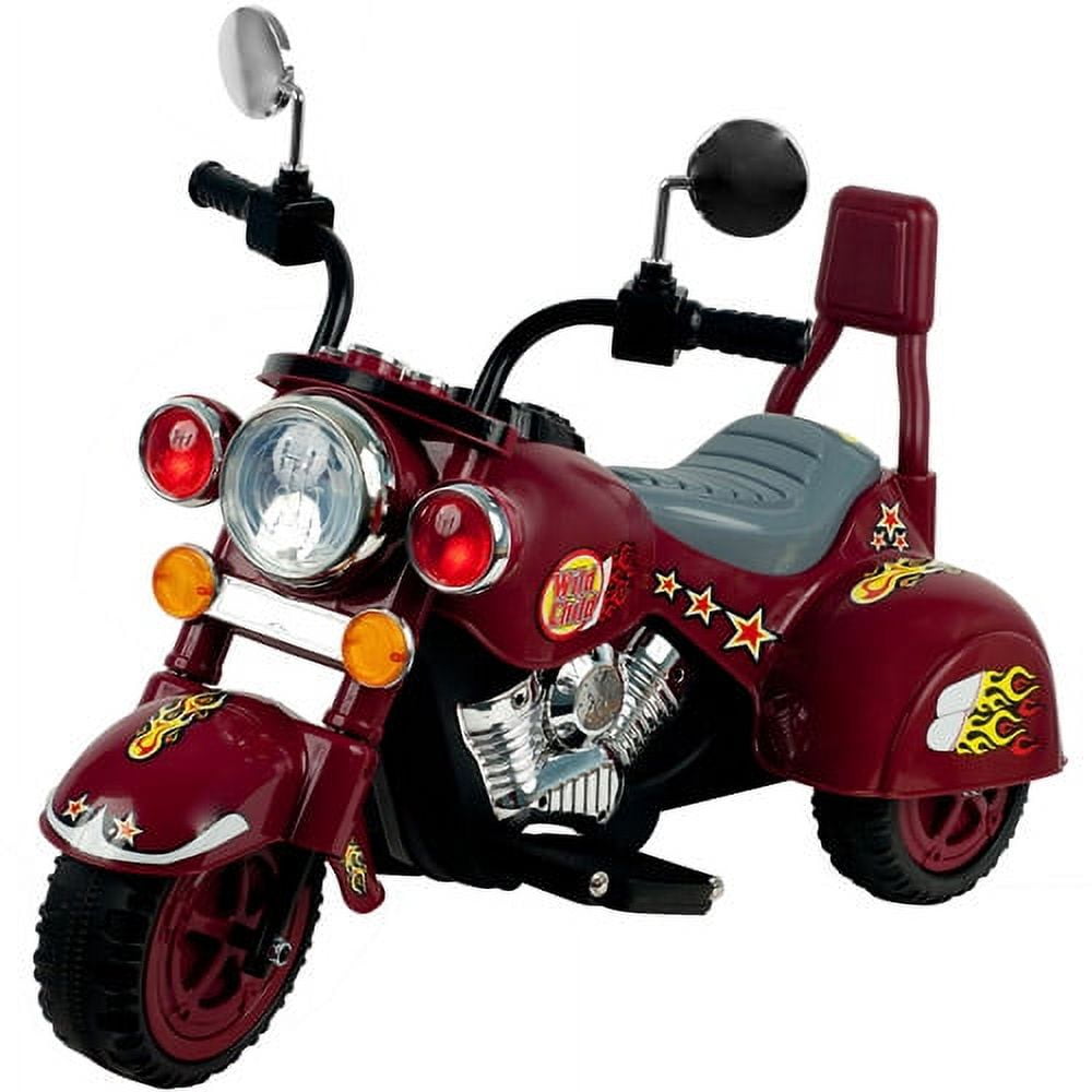3 Wheel Trike Chopper Motorcycle, Ride on Toy for Kids by Rockin' Rollers - Battery Powered Ride on Toys for Boys and Girls, Toddler and Up - Dark Red