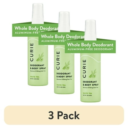 (3 pack) Curie Whole Body Deodorant, White Tea, Aluminum-Free, for Men and Women, 3 fl oz