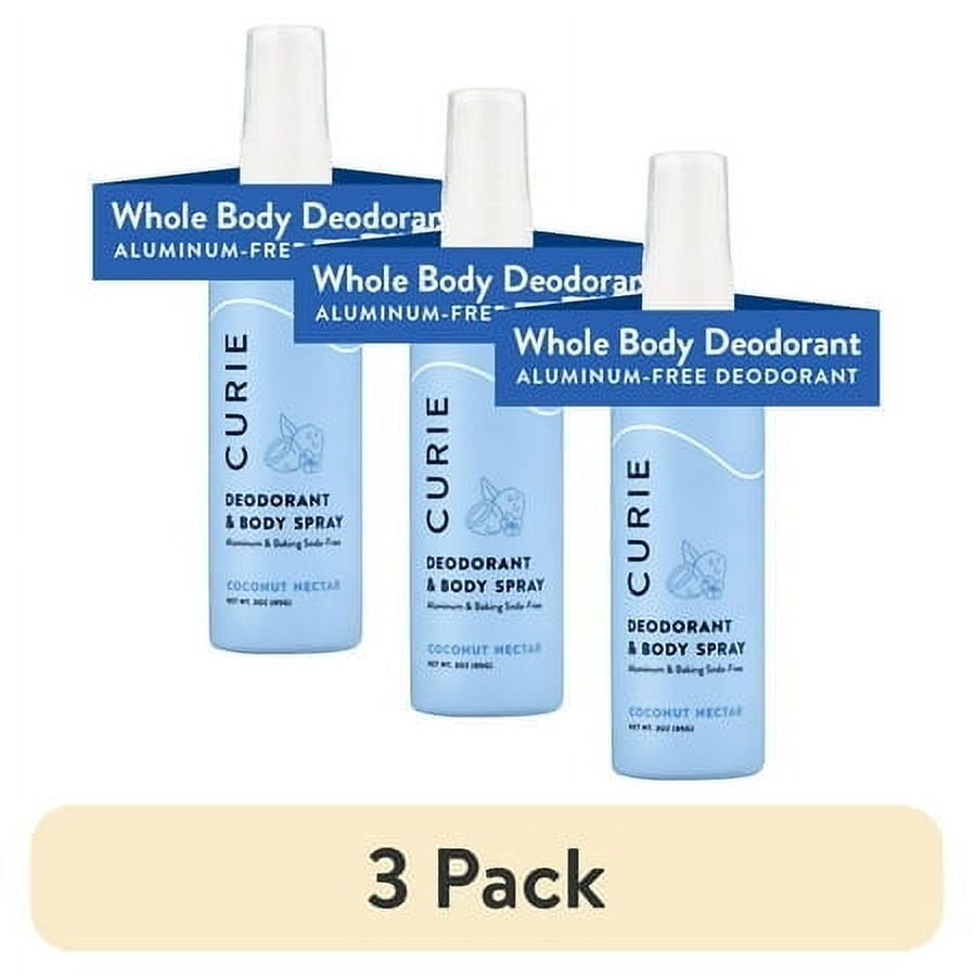 (3 pack) Curie Whole Body Deodorant, Coconut Nectar, Aluminum-Free, for Men and Women, 3 fl oz, New