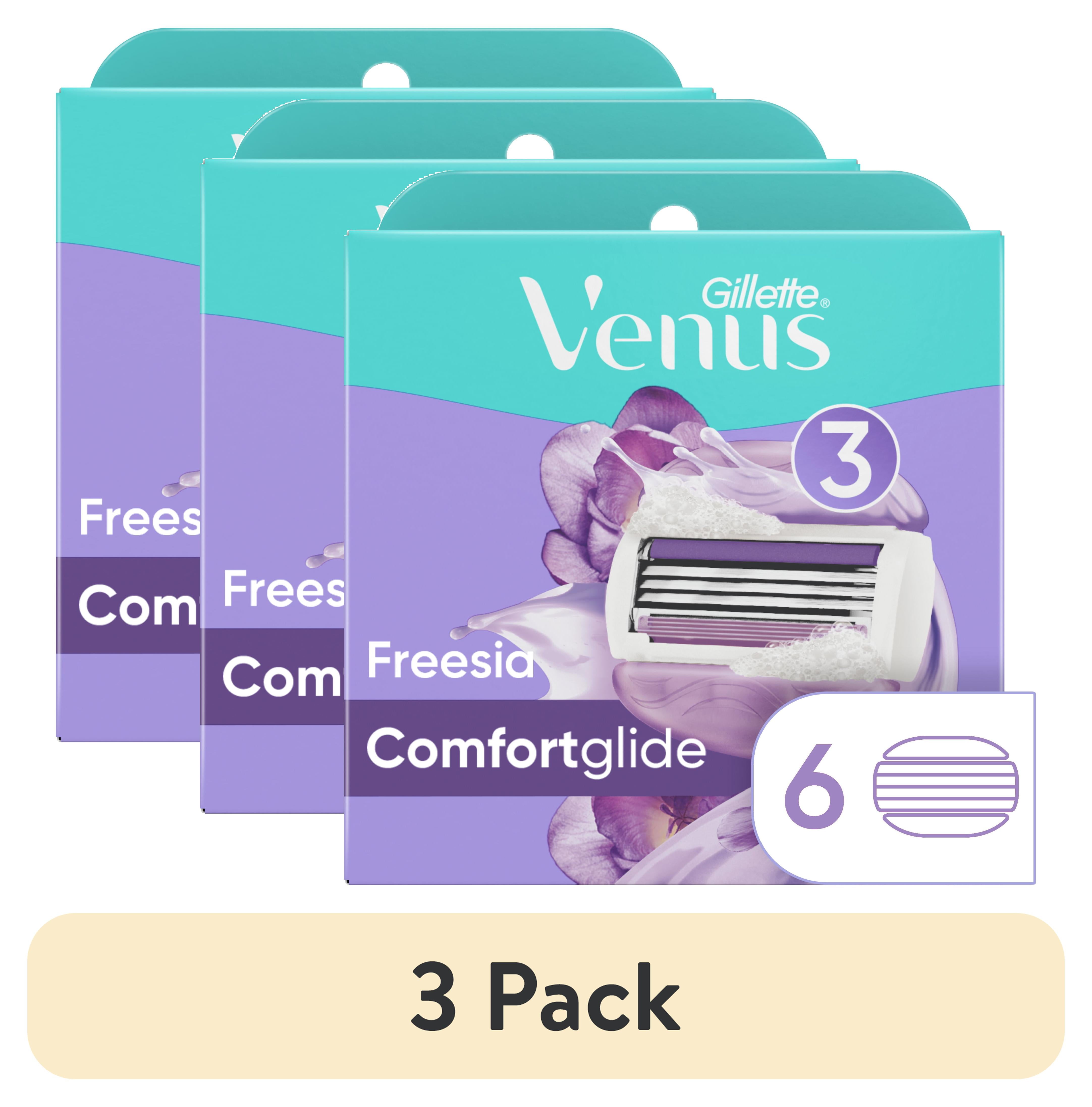 (3 pack) Venus ComfortGlide Freesia Women's Razor Blade Refills, 6 Ct