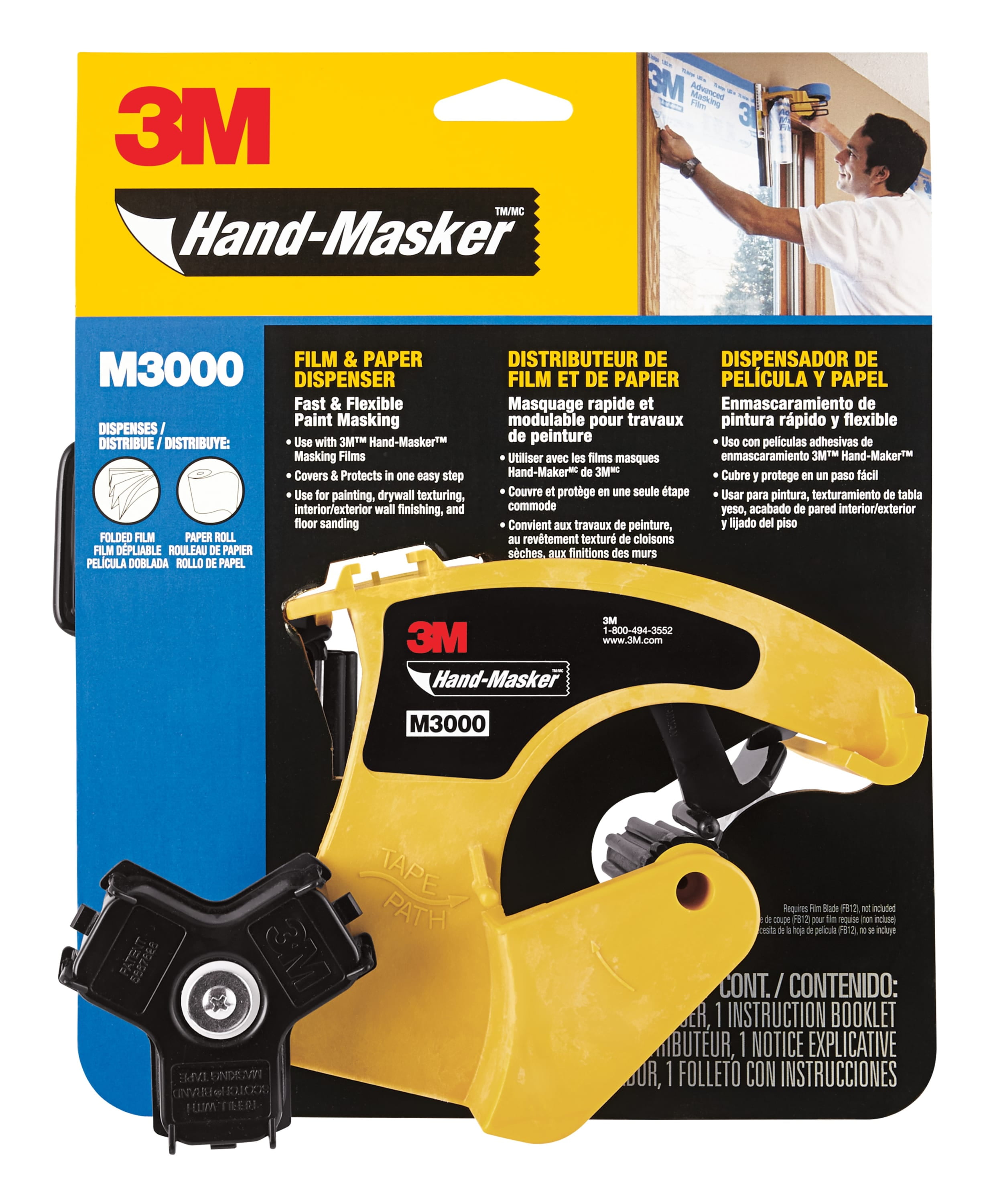 3M Hand-Masker Film and Painter's Tape Dispenser, M3000, 11.1 in. x 9.3 in. x 4.6 in.