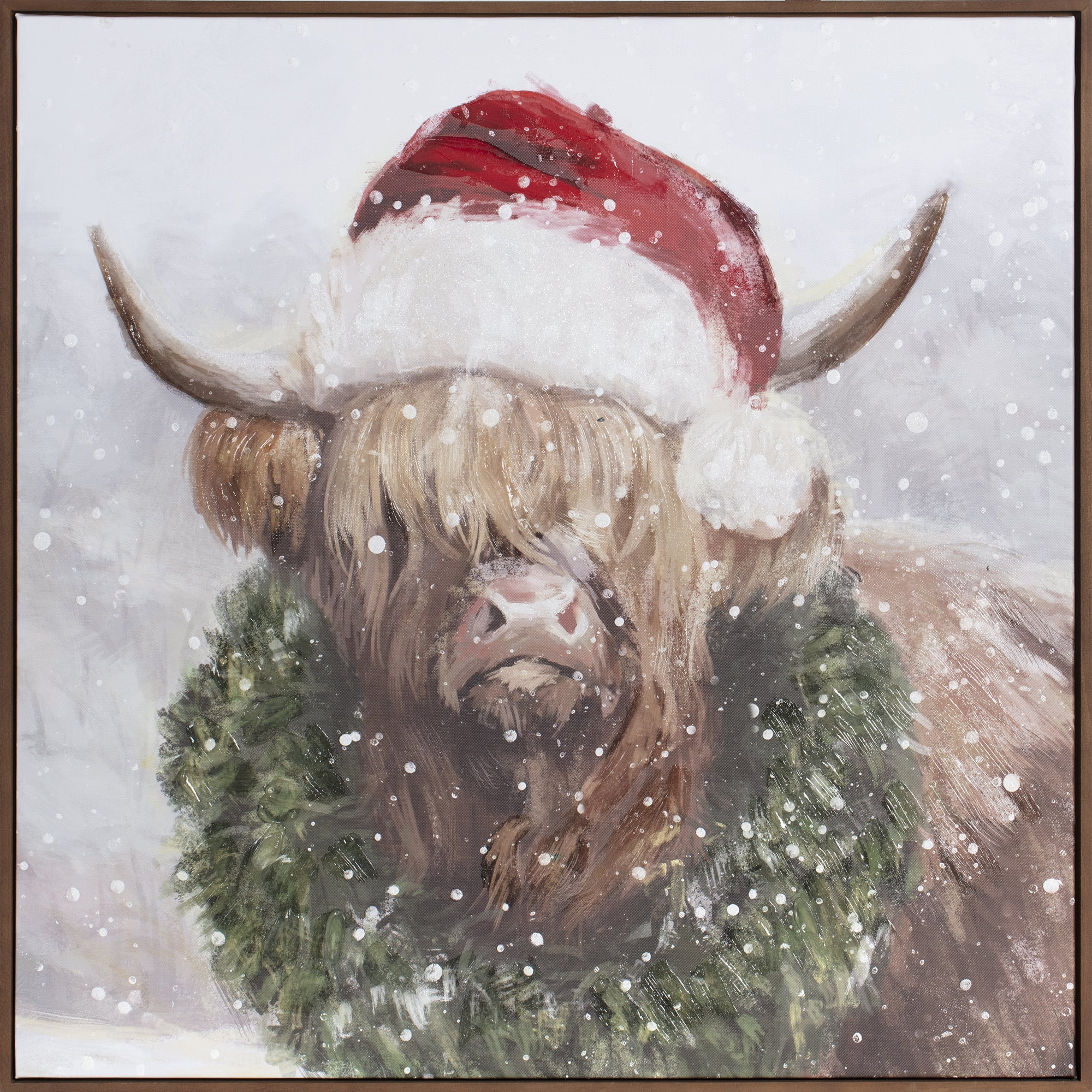 30" x 30" A Cow Named Sugar - Reclaimed Wood Framed & Embellished Canvas Holiday Wall Art