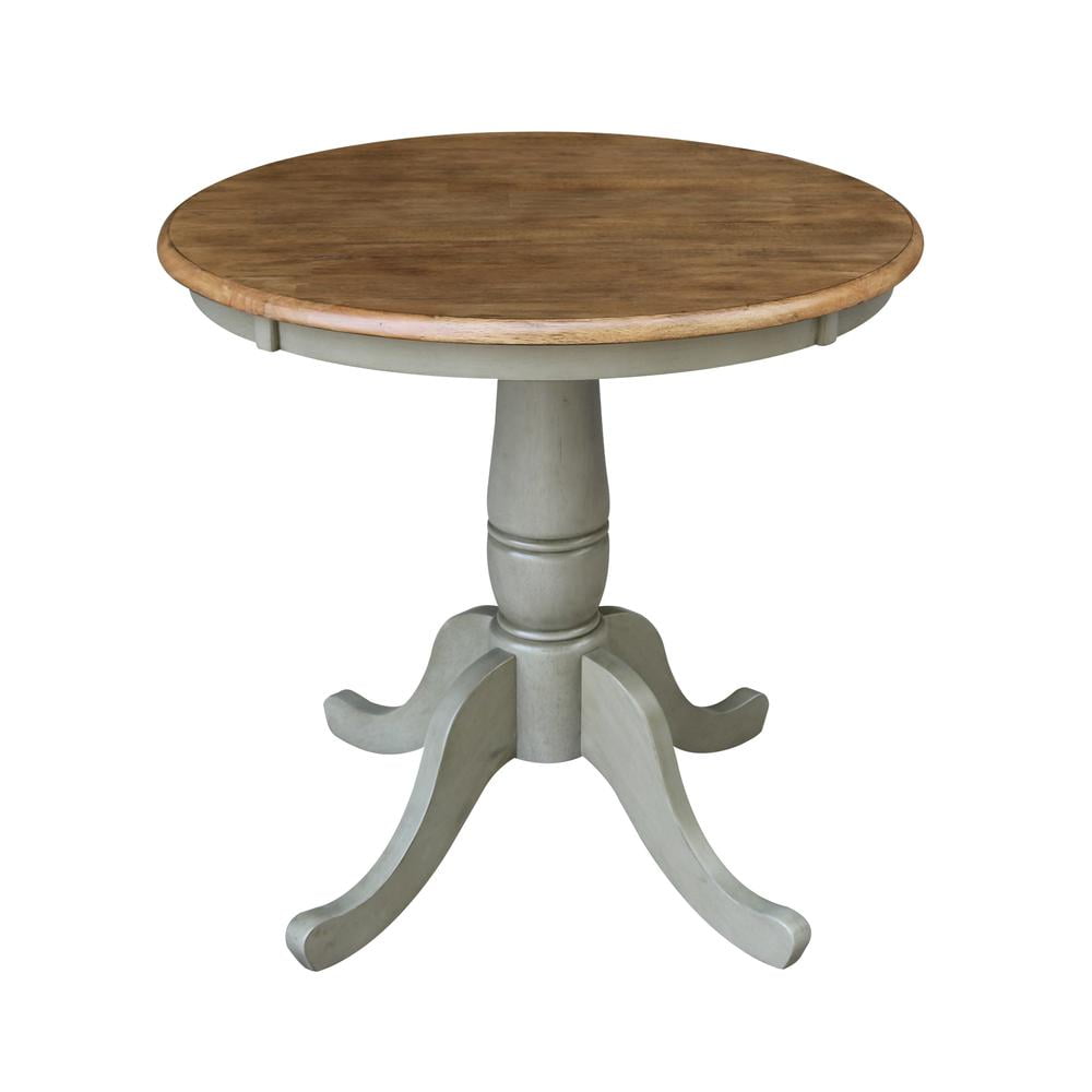 30" Round Top Pedestal Table - Dining Height - Distressed Hickory/Stone