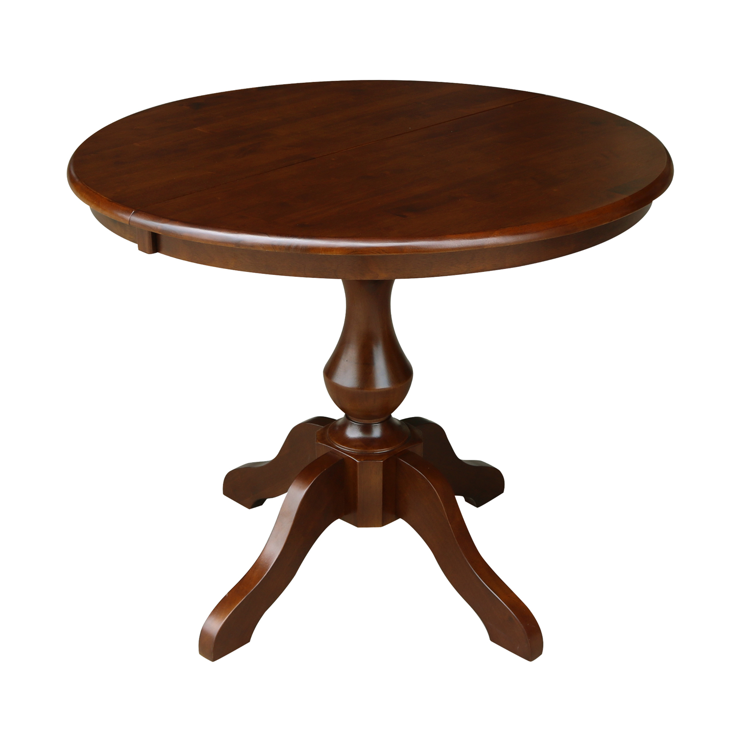 36" Round Top Pedestal Table with 12" Leaf - Dining Height - Espresso