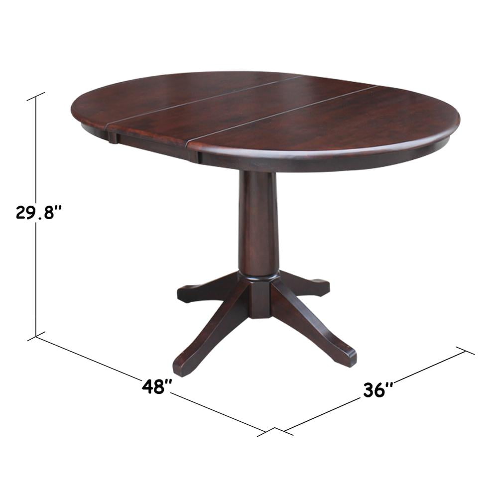 36" Round Top Pedestal Table with 12" Leaf - Dining Height