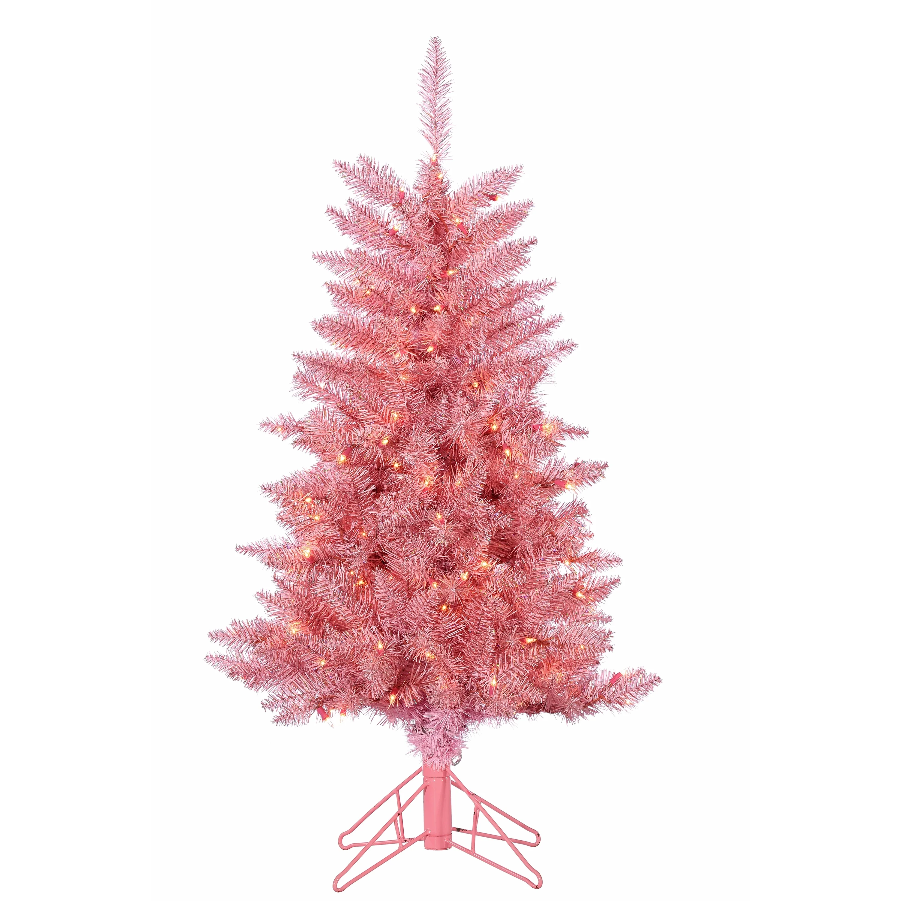 4 ft. Pre Lit Clear Incandescent Pink Tuscany Tinsel Tree
