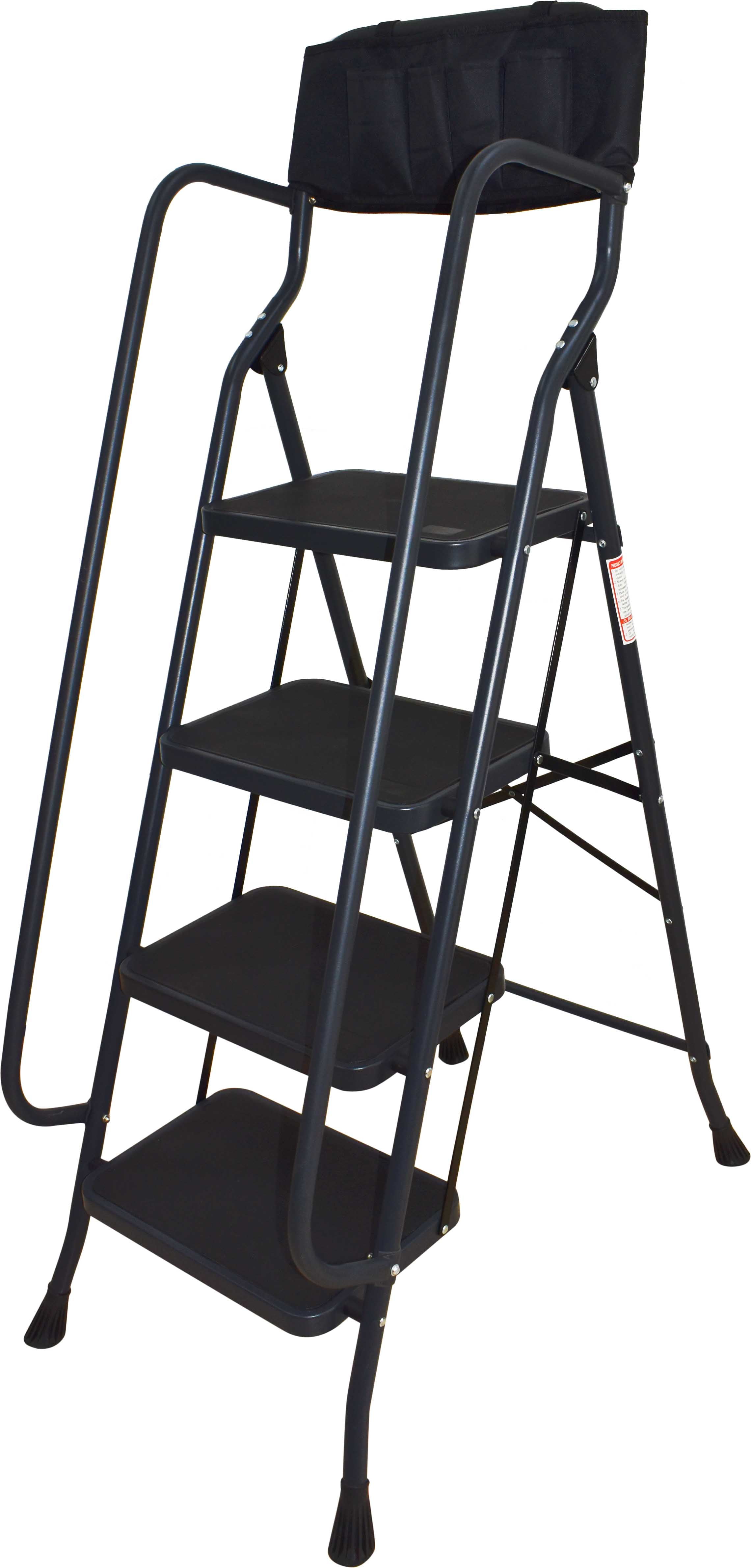 4 Step Ladder with Handrails 330 lb Capacity Step Stool Folding Portable Ladders for Home Kitchen Steel Frame with Non-Slip Wide Pedal Stepladder with Attachable Tool Bag