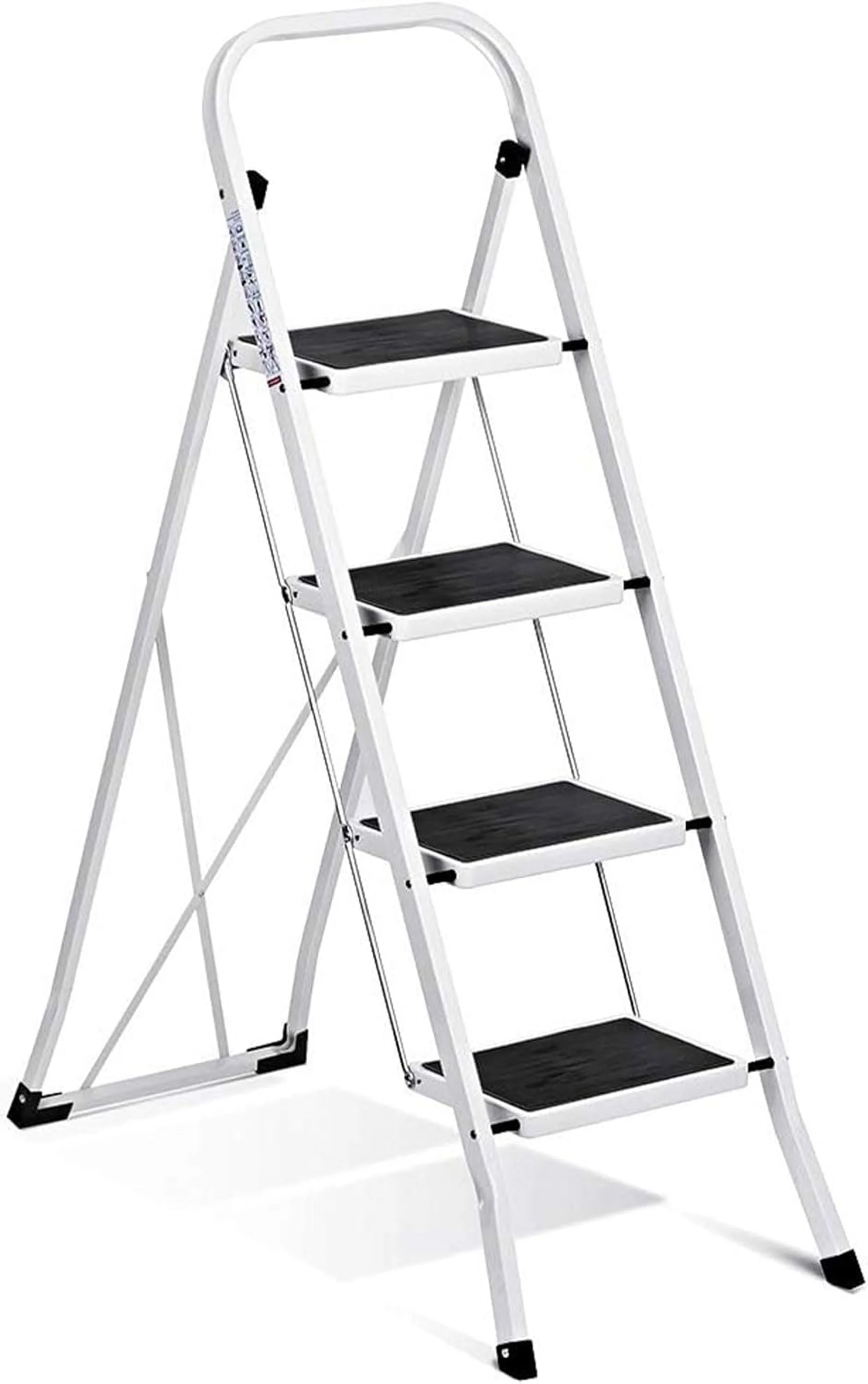 4 Step Ladder, Upgo Folding Step Stool with Extra Wide Anti-Slip Pedal, 330lbs Lightweight Portable Sturdy Steel Ladders with Handgrip for Household Kitchen Office Outdoor