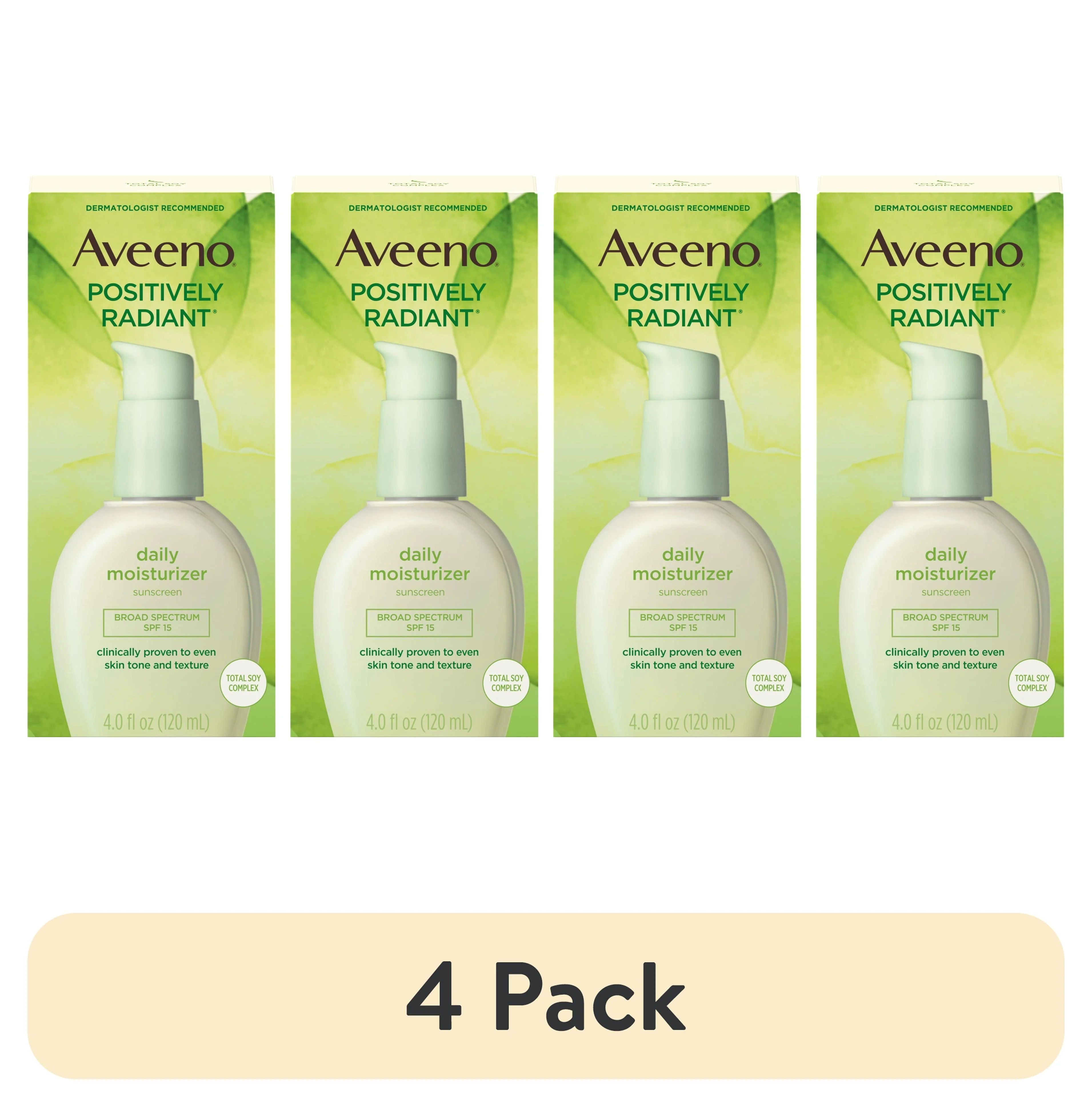 (4 pack) Aveeno Positively Radiant Daily Face Moisturizer SPF 15, Skin Care, 4 fl. oz