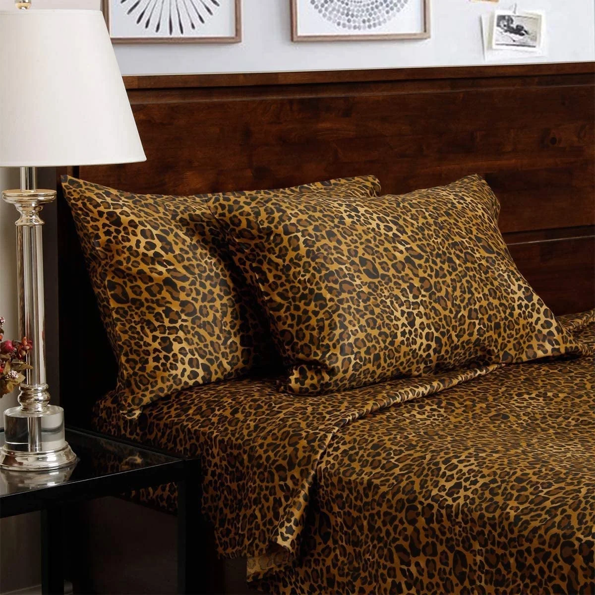 400 Thread Count 4 Piece Sheet Set Deep Pocket 10 Inch 100% Egyptian Cotton Color Leopard Print Size King