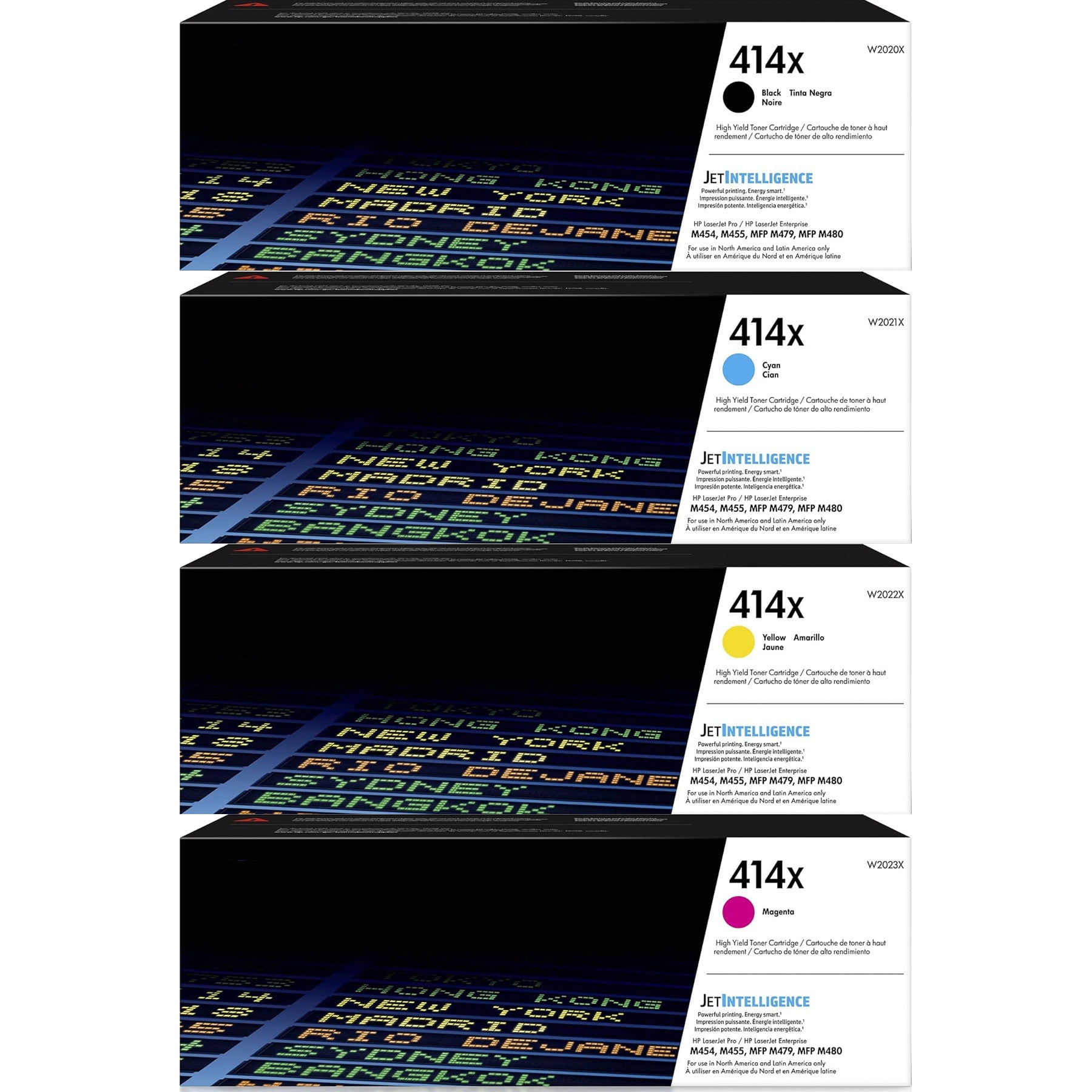 414X Toner Cartridges 4 Pack High Yield (with Chip) Compatible for HP 414X W2020X 414A Toner Cartridges Work for HP Color Laserjet Pro MFP M479fdw M454dw M479fdn M454dn (Black Cyan Magenta Yellow)