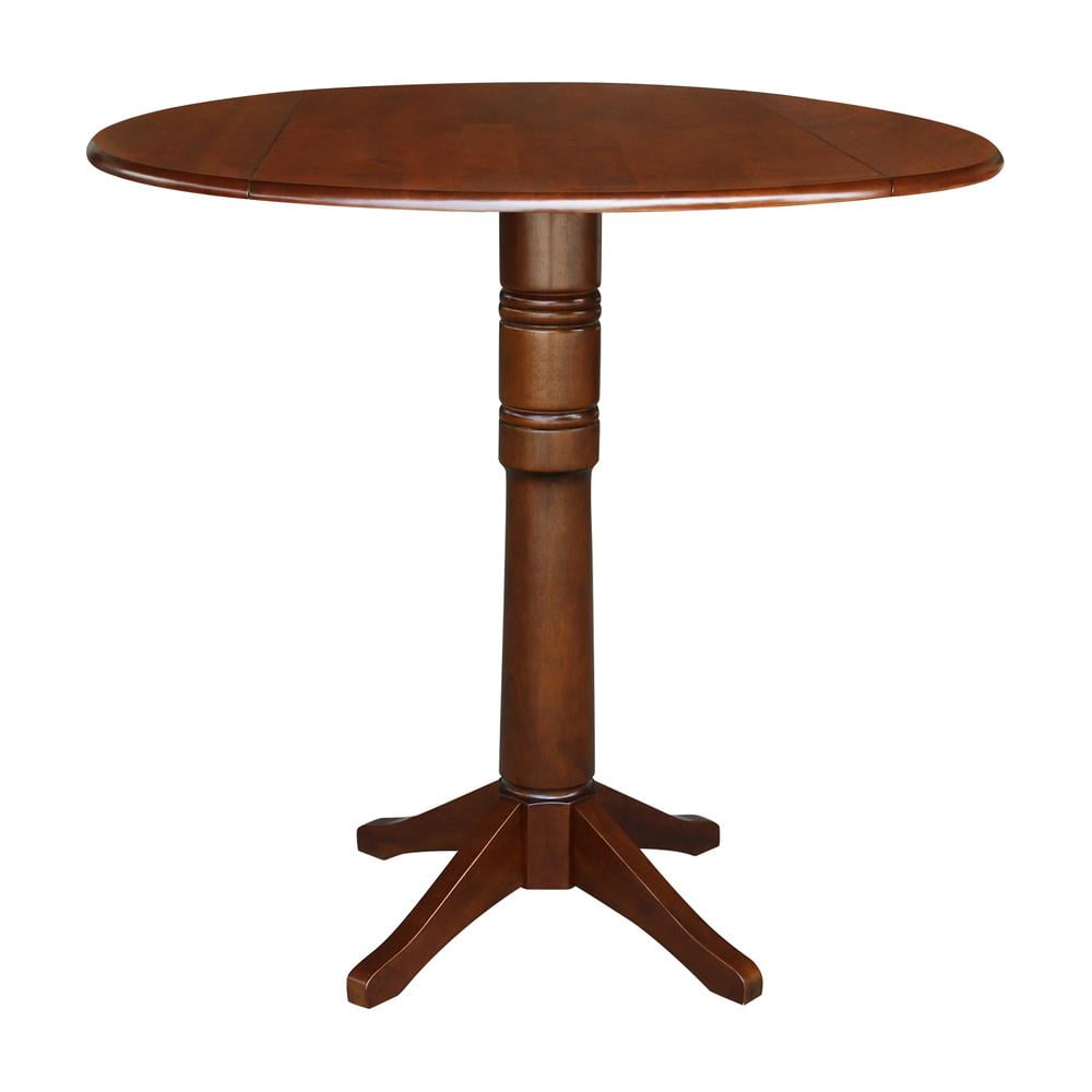 42" Round Dual Drop Leaf Pedestal Table - 42.3"H Espresso