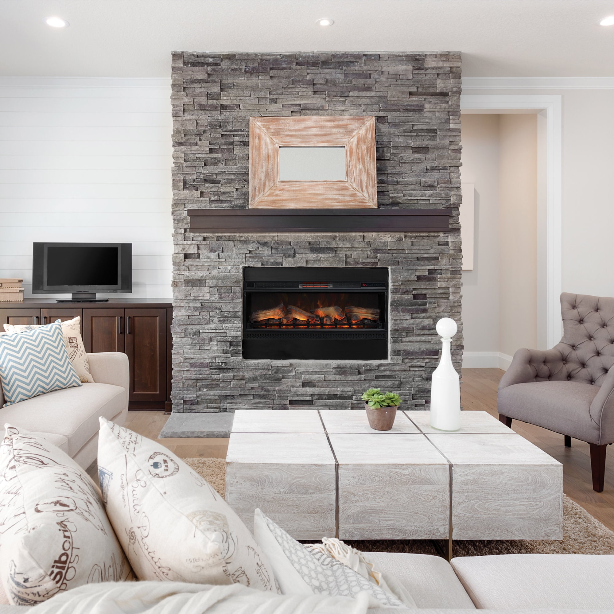 42" 3D Infrared Quartz Electric Fireplace Insert with Safer Plug® and Safer Sensor™