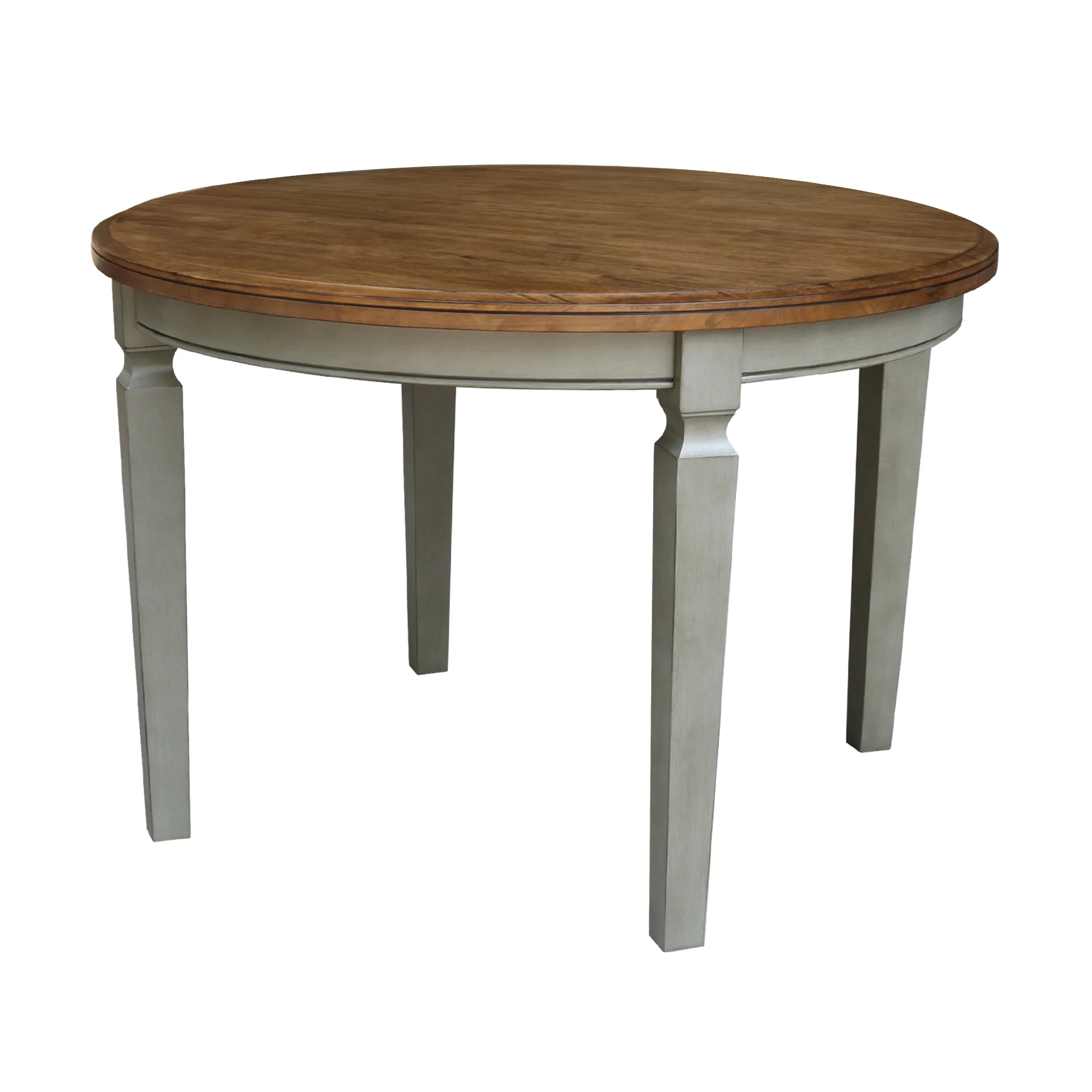 44 x 44 in Round Top Solid Wood Dining Table in Hickory/Stone