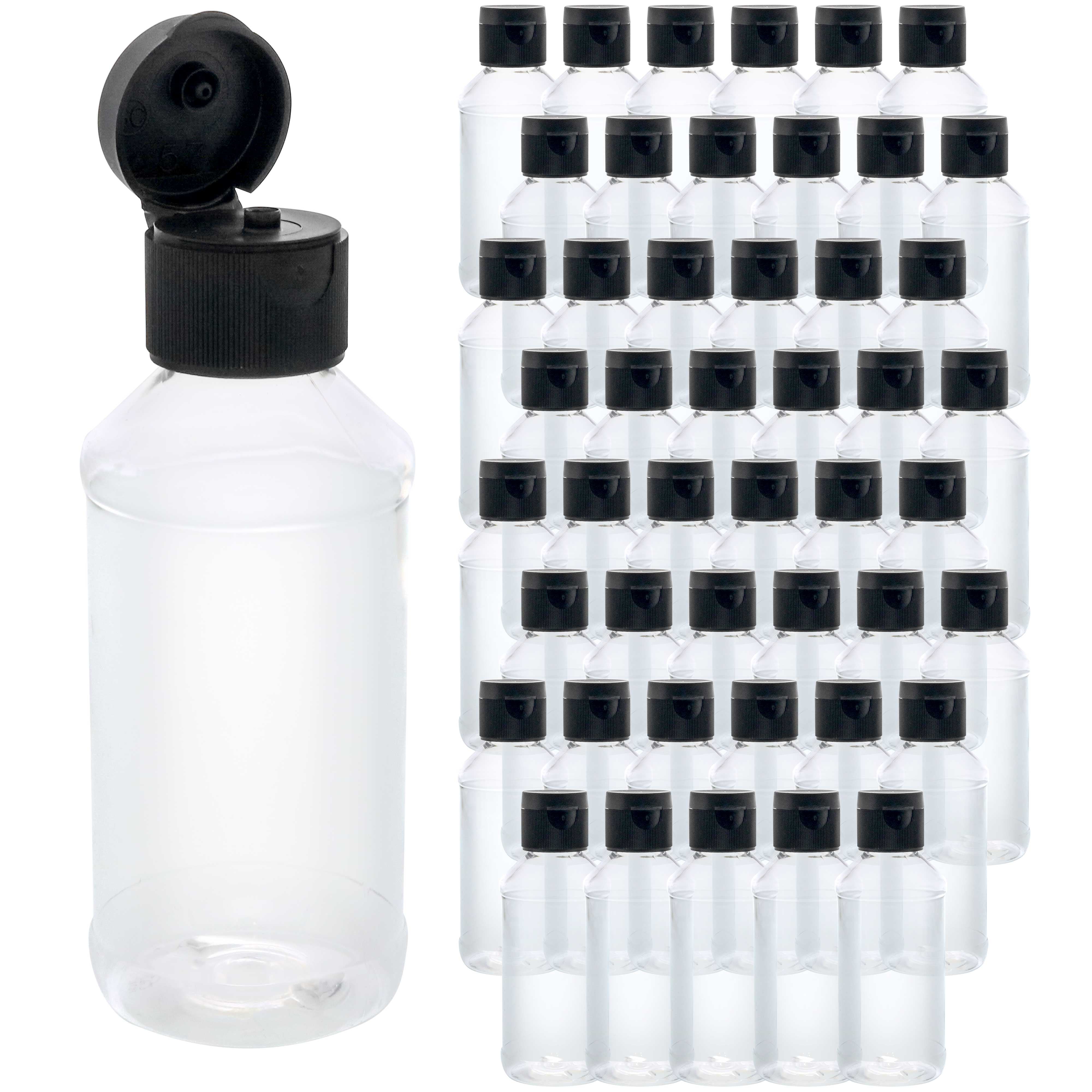 48 Pack U.S. Art Supply 4 ounce Squeeze PET Plastic Bottles with Flip Cap - BPA-free, food safe, medical grade plastic