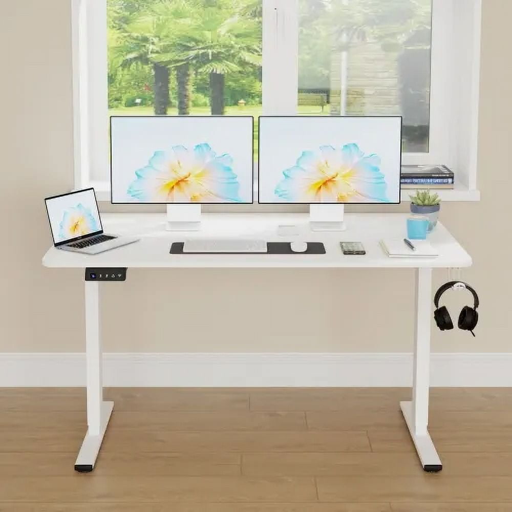 48*24In Computer Desk ，Electric Standing Desk ，T-shape with Headphone Hook Gaming Table ，Computer Desk That Raises Up and Down Adjustable Height Computer Desk Home Office Desks，