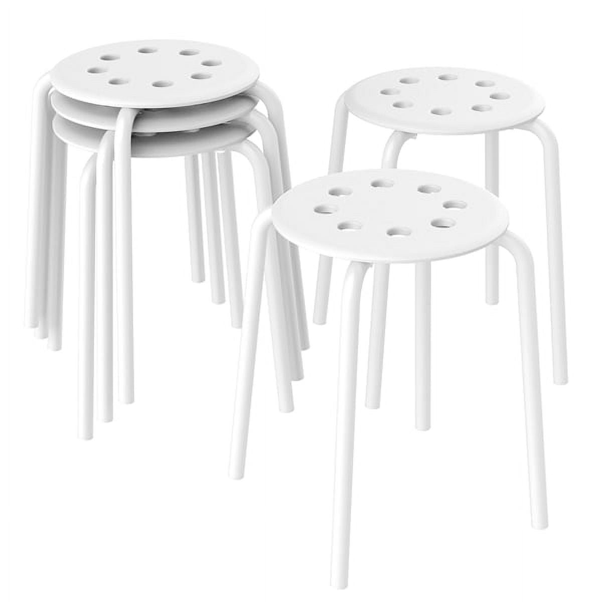 5 x Plastic Stack Stools Round Top Stools Plastic Bar Stools 8 Holes White