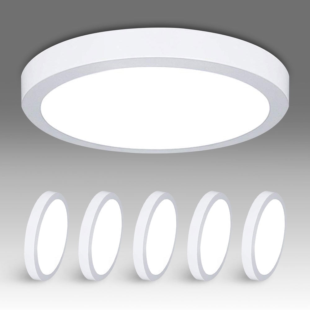 5 Packs DingLiLighting 8.9" Modern LED Flush Mount Ceiling Light Round Panel Lights Wall Light Fixture for Bedroom Kitchen Hallway Bathroom Closet, 18W Cold White 5000K
