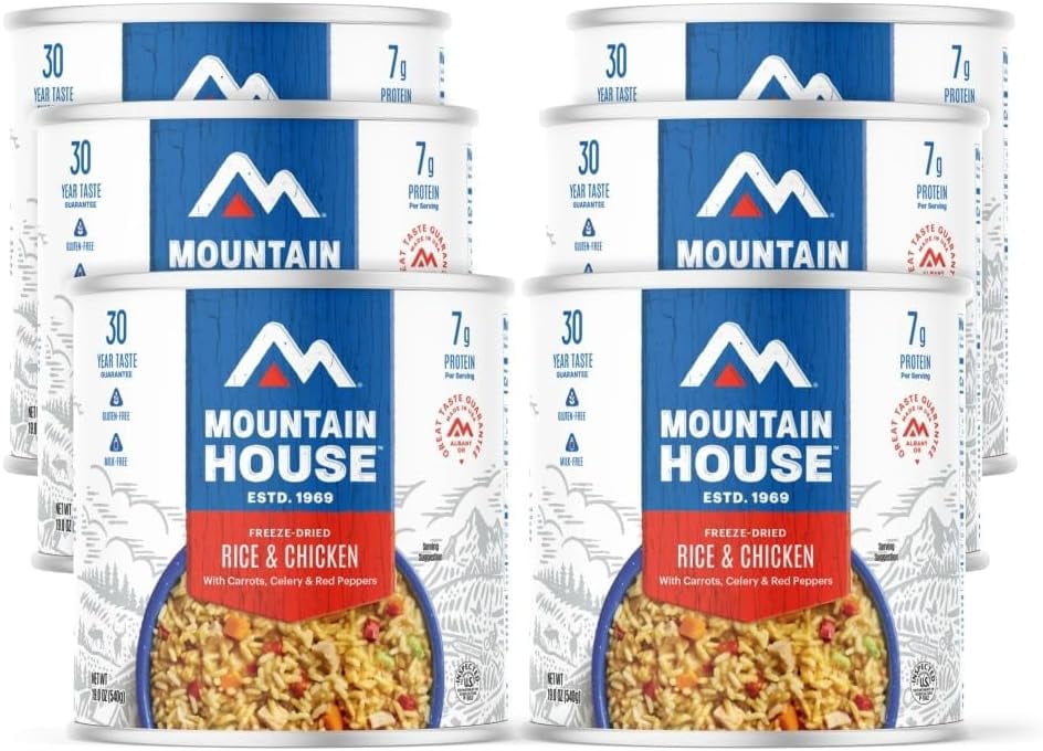 Mountain House Rice & Chicken #10 Can – 6-Pack | Freeze-Dried Survival & Emergency Food | Gluten-Free Camping & Backpacking Meal | 30-Year Shelf Life | Made in USA
