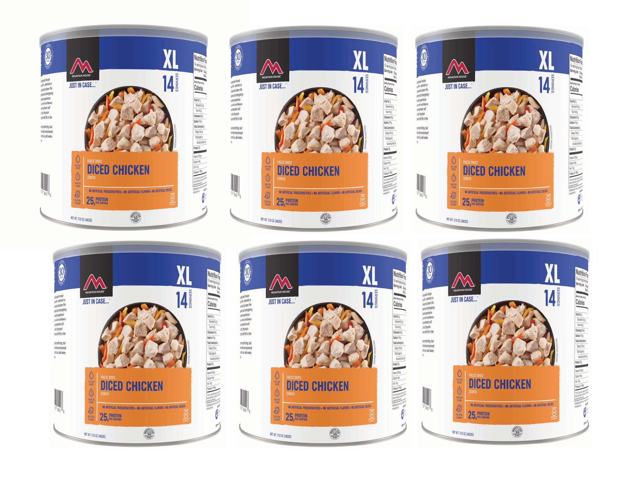 (6 Cans Pack) Mountain House Diced Chicken Freeze Dried Food for Camping and Hiking, Emergency Food, Long Term Storage Food for Backpacking- #10 Can ✅