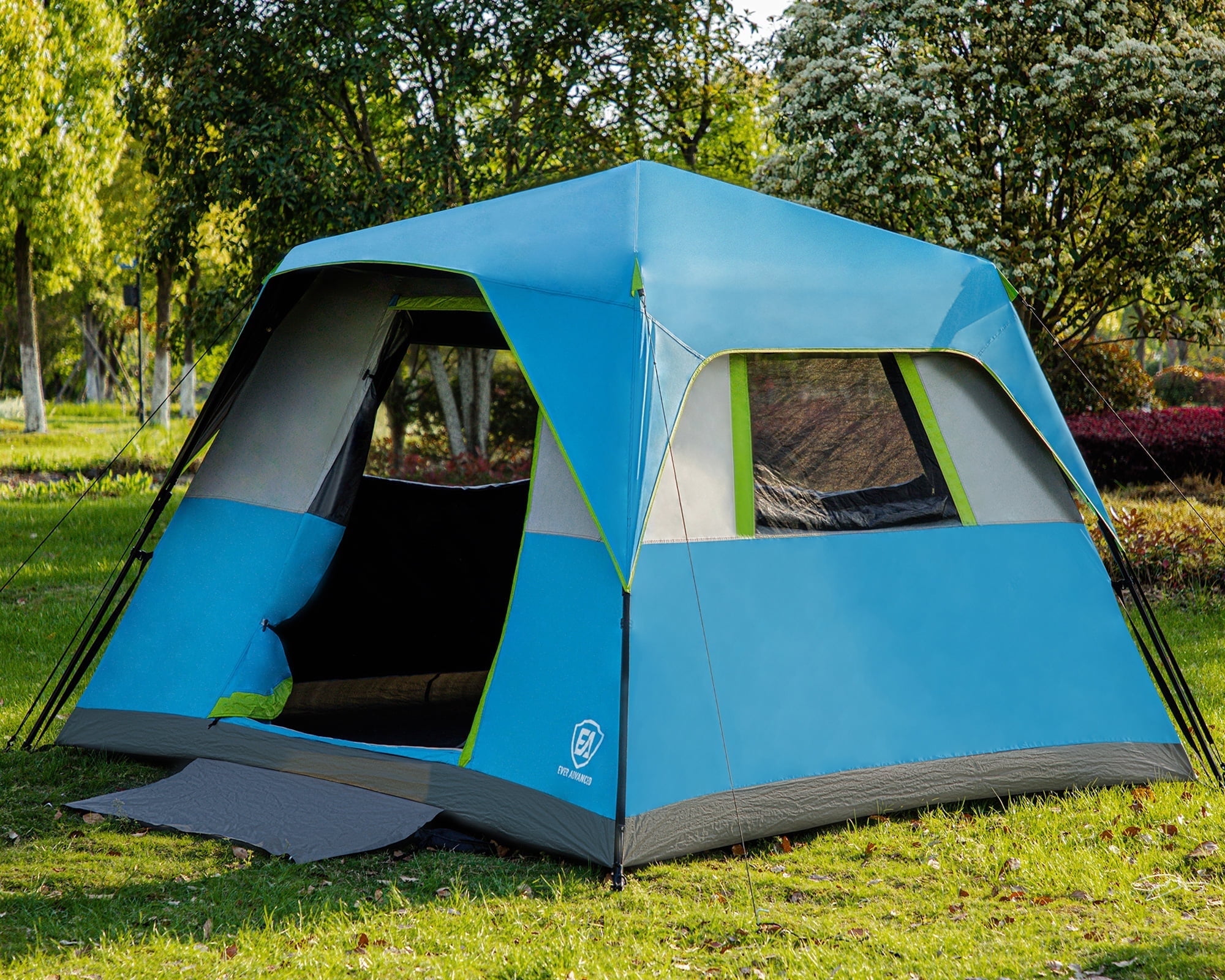 6 Person Camping Tent, Instant Family Tents with Rainfly for Outdoor, 60s Quick Setup, Water-Resistant, Blue