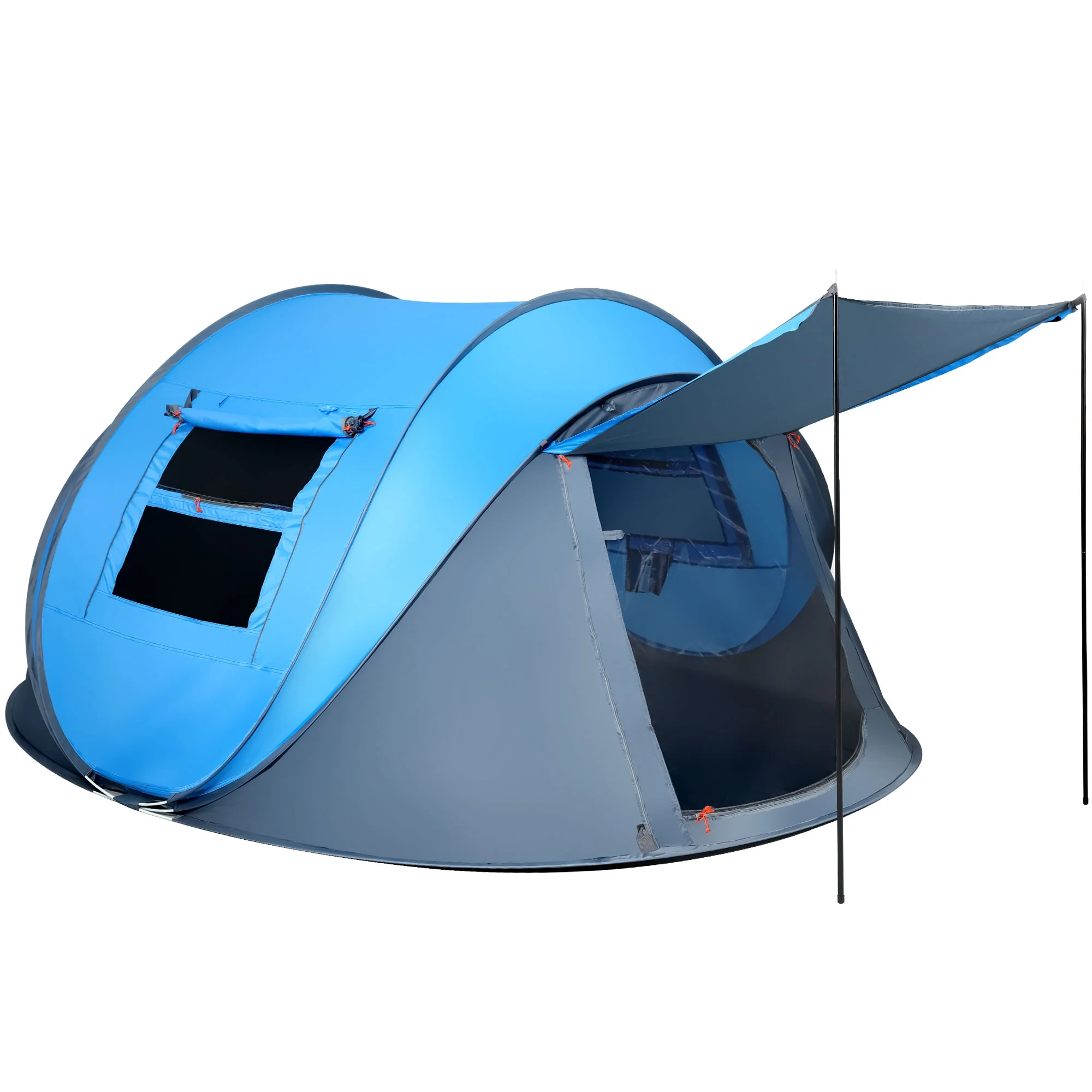 6 Person Easy Pop up Tents for Camping, GVDV 2 Doors-Instant Family Tents with Poles (Blue)