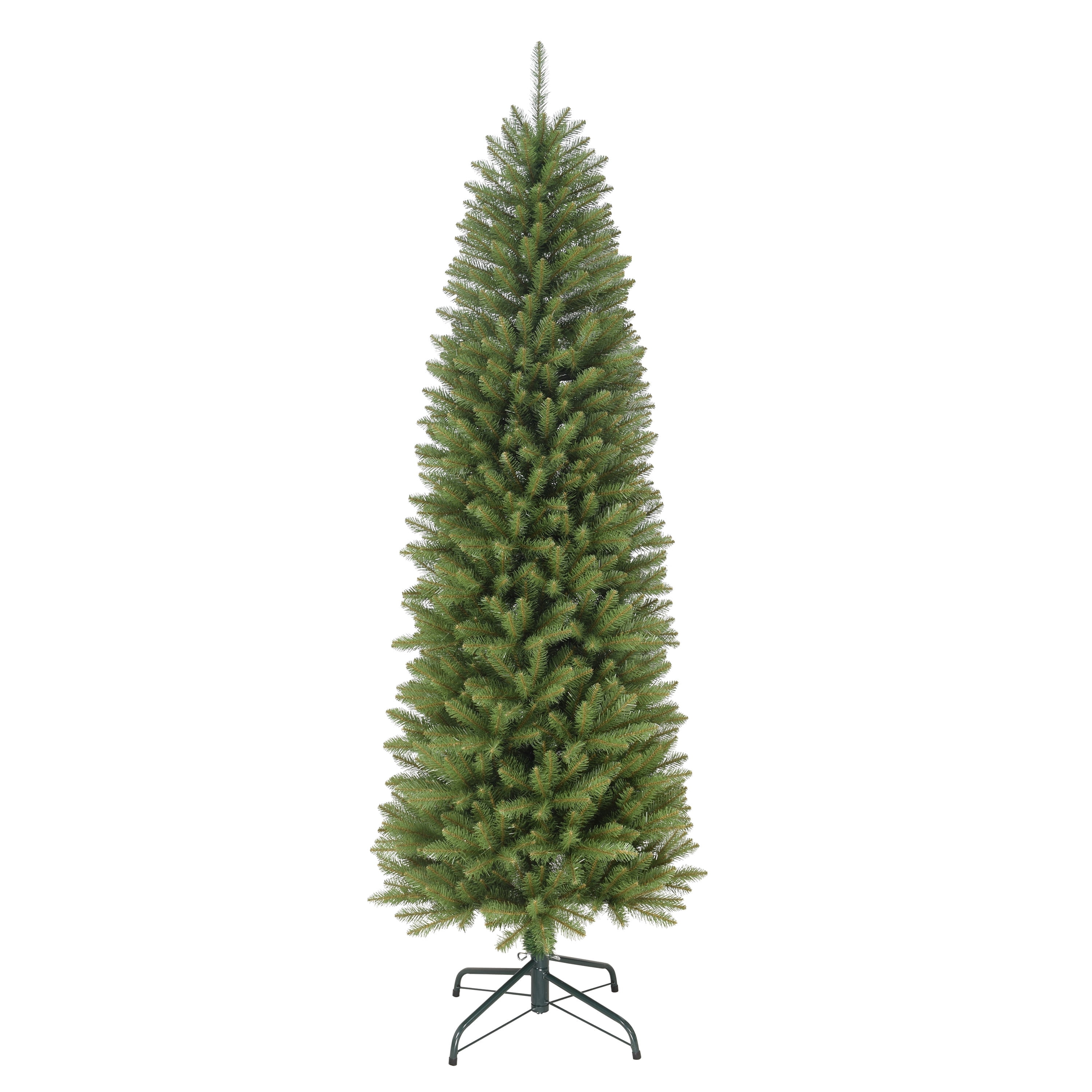 Puleo International 6.5 ft Fraser Fir Pencil Artificial Christmas Tree, Metal Stand, Green