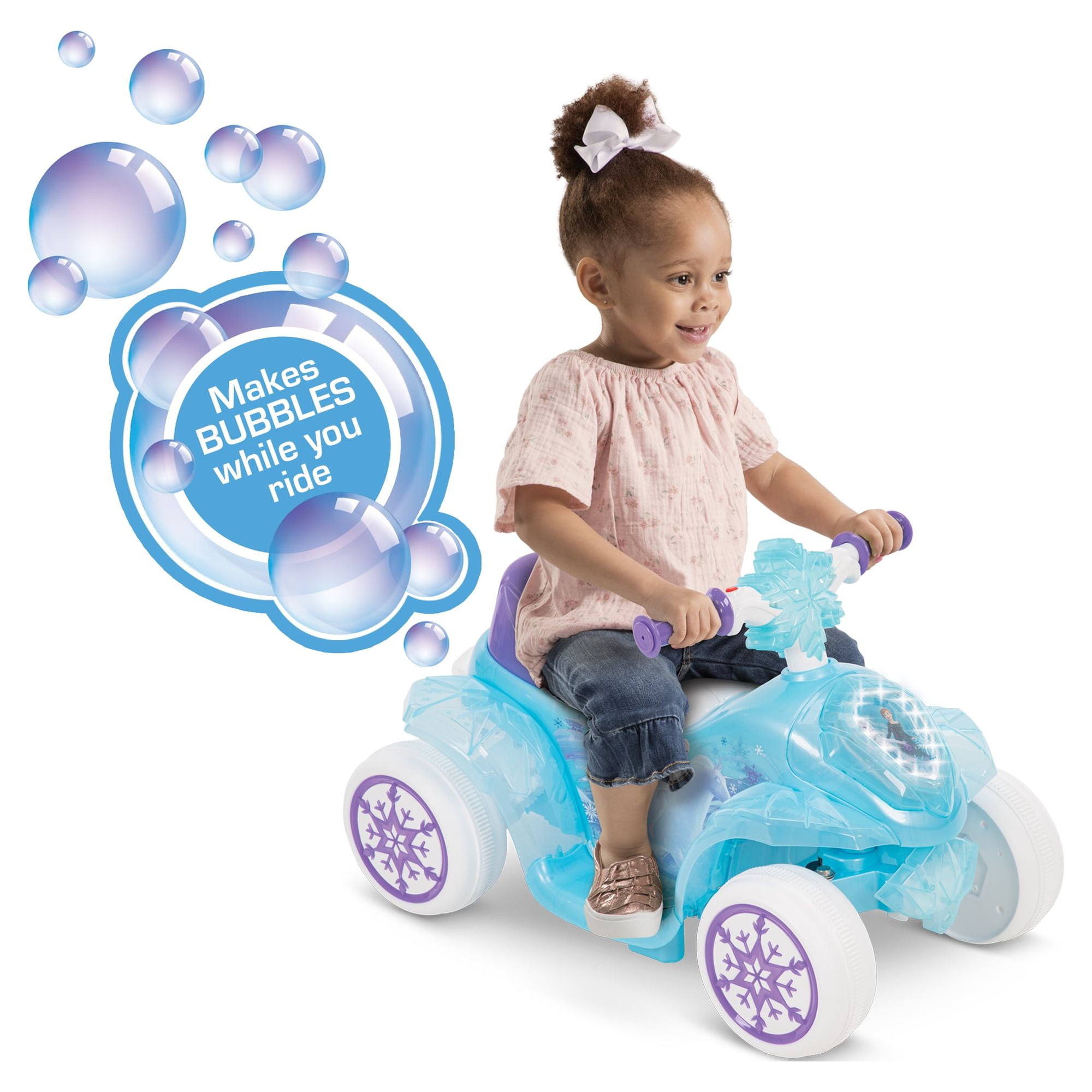 6V Huffy Disney Frozen Electric Ride-On Quad, Ages 1.5+, Bubbles