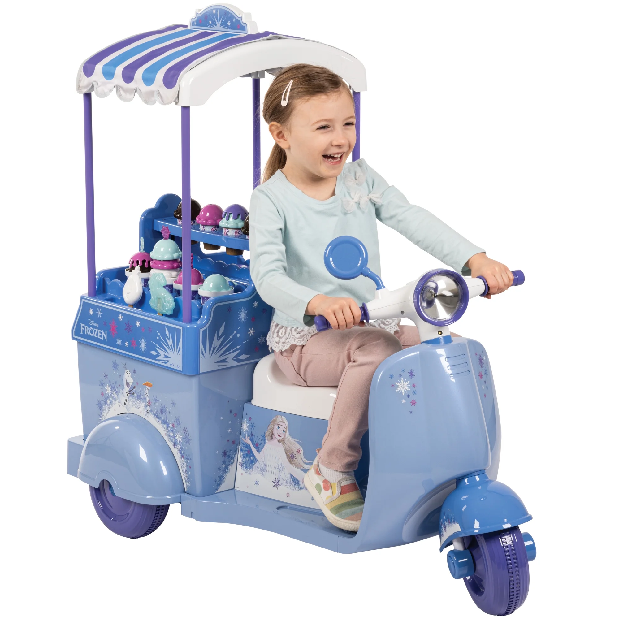 6V Huffy Disney Frozen Ice Cream Cart, Battery Ride-On Toy, Ice Cream Toys