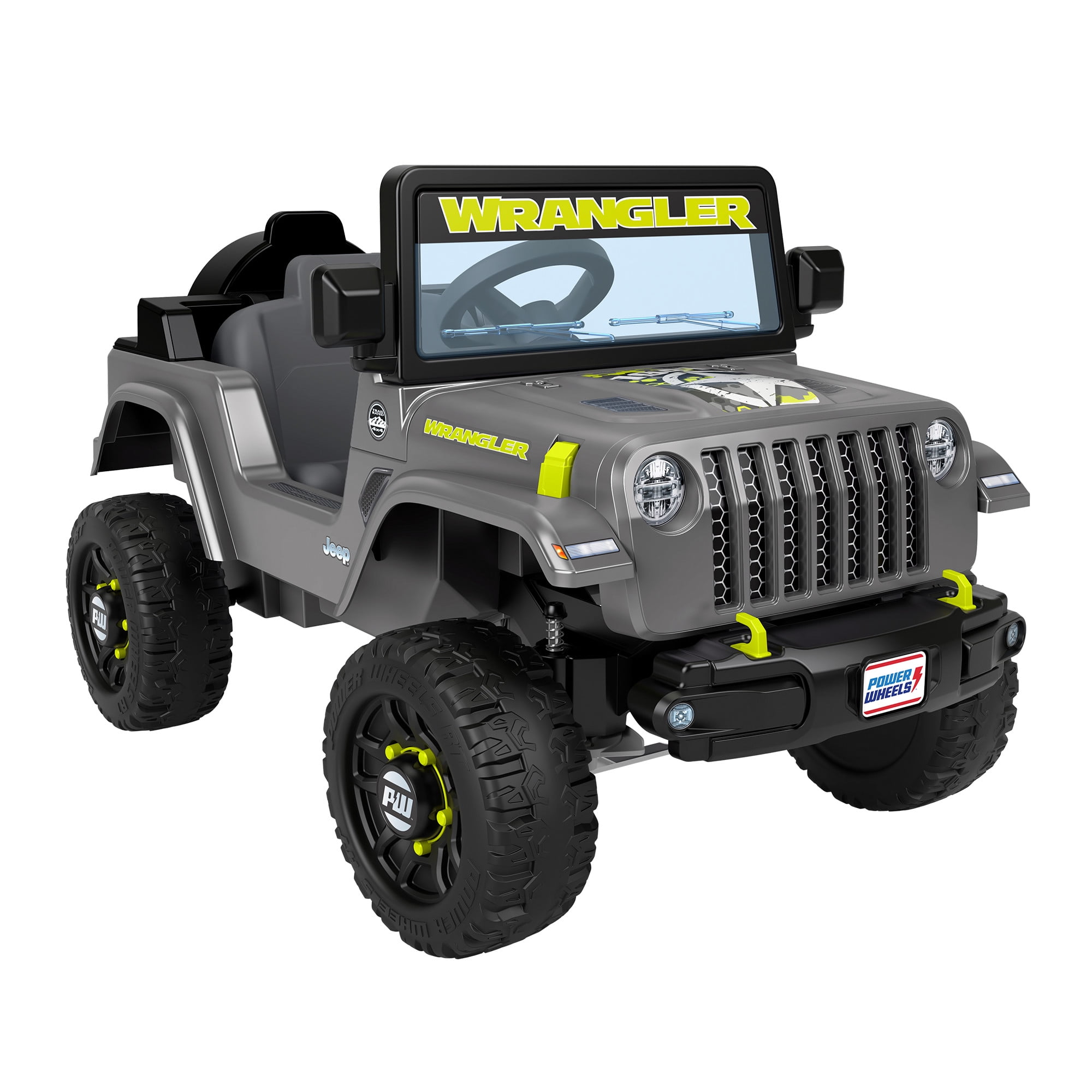 6V Power Wheels Jeep Wrangler Toddler Ride-on Toy with Driving Sounds, Multi-Terrain Traction, Gray