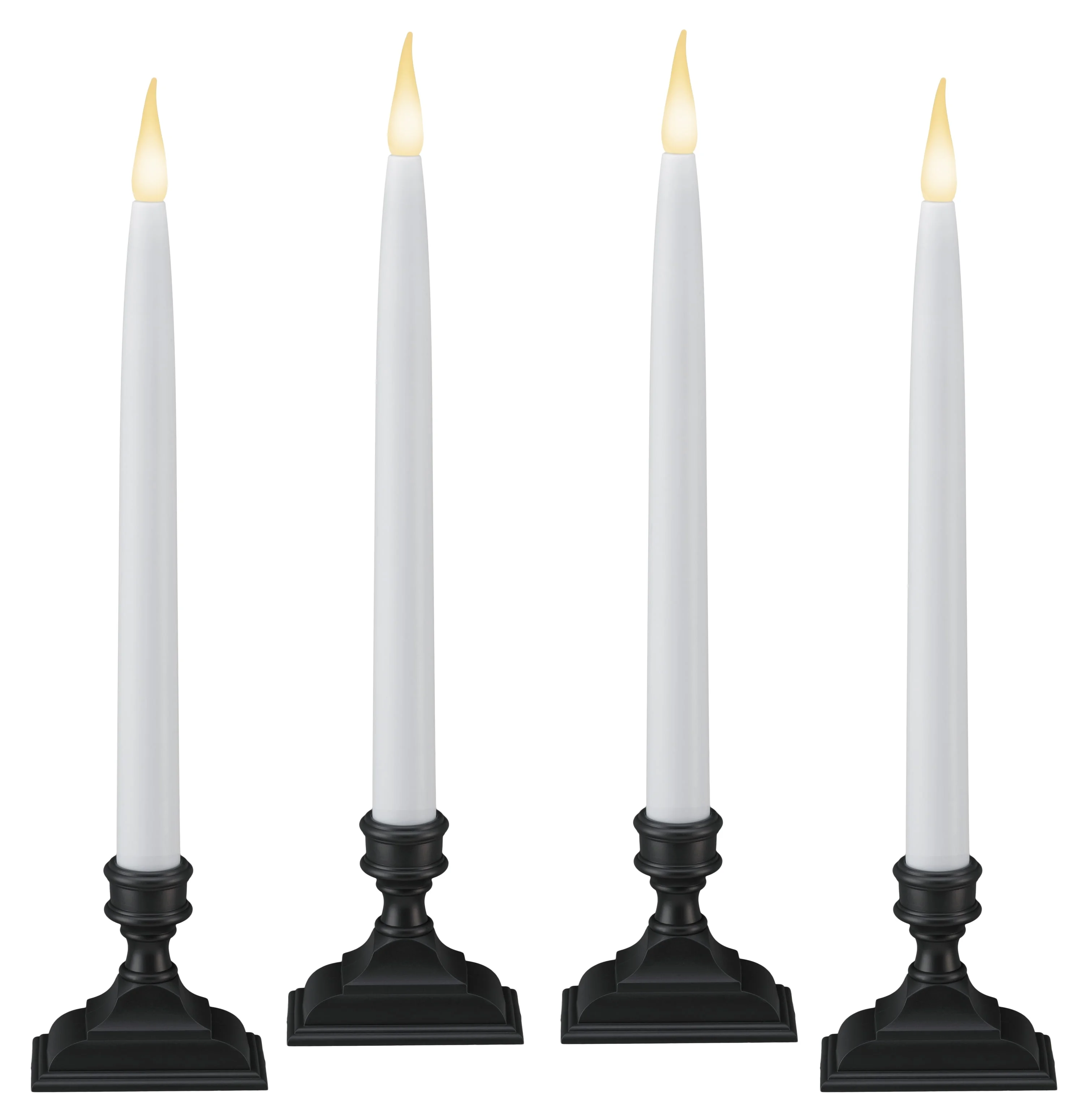 612 Vermont Battery Operated LED Window Candles with Timer (6 on/18 Off), Patented Warm White Dual LED Flicker Flame (Pack of 4, Antique Bronze)
