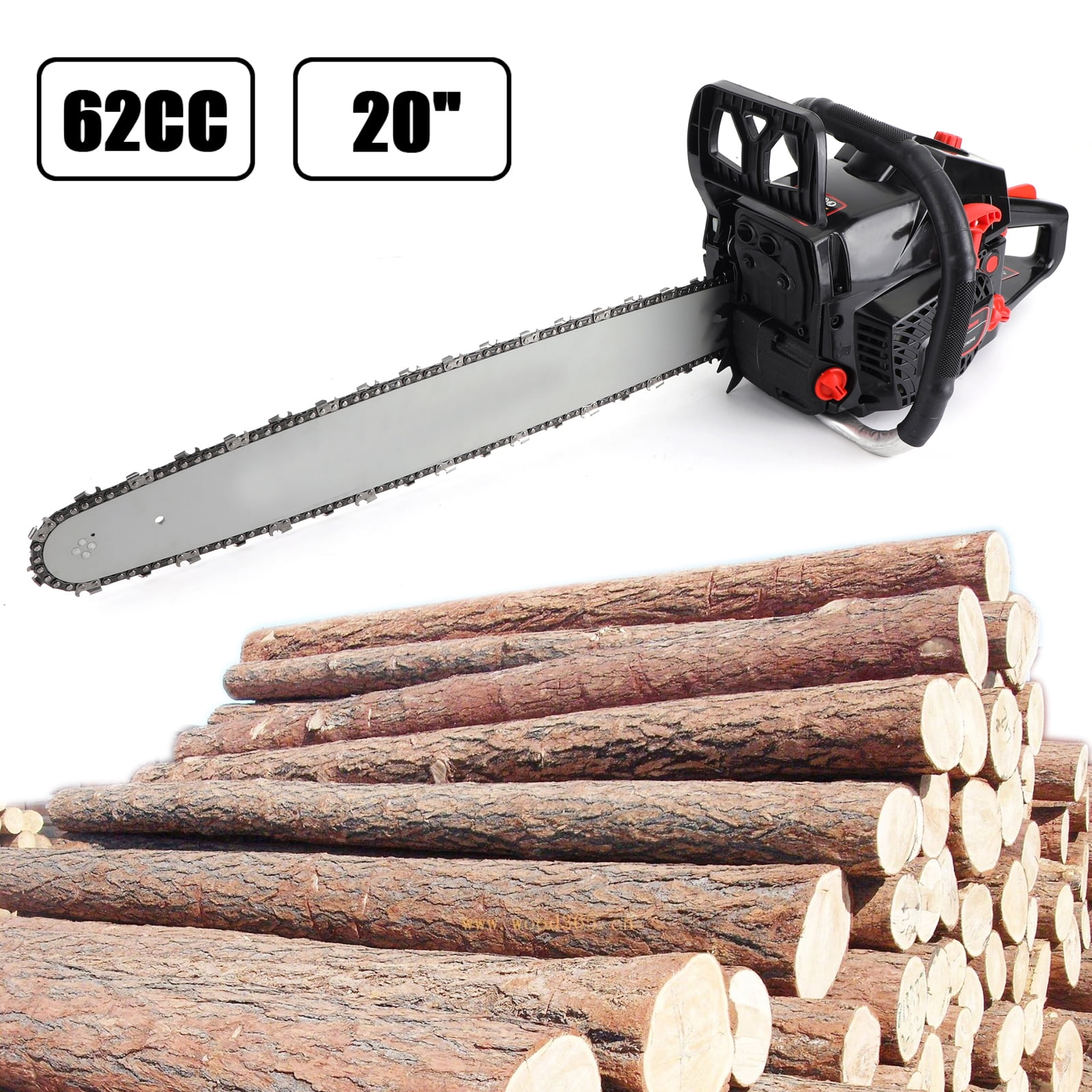 62CC 20 Inch Gas Chainsaws,2 Cycle Gasoline Chainsaw Gasoline Powered Handheld Cordless Petrol Gasoline Chain Saw Chainsaw for Farm, Garden and Ranch (Black)