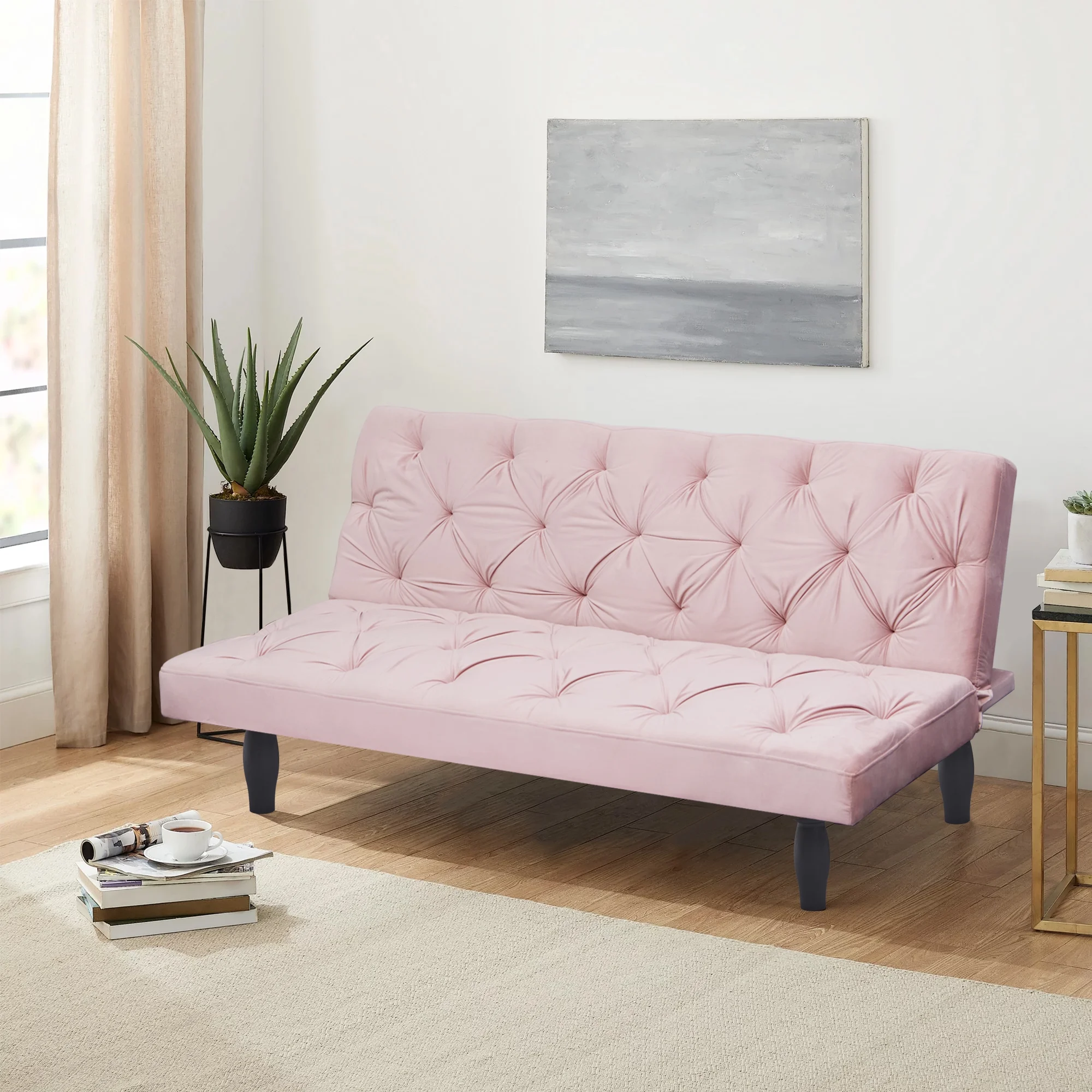 66" Velvet Sofa Bed,Convertible Sofa Bed,Futon Sleeper Couch Suitable for Family Living Room,Apartment, Bedroom,Sofa Converts into Sofa Bed