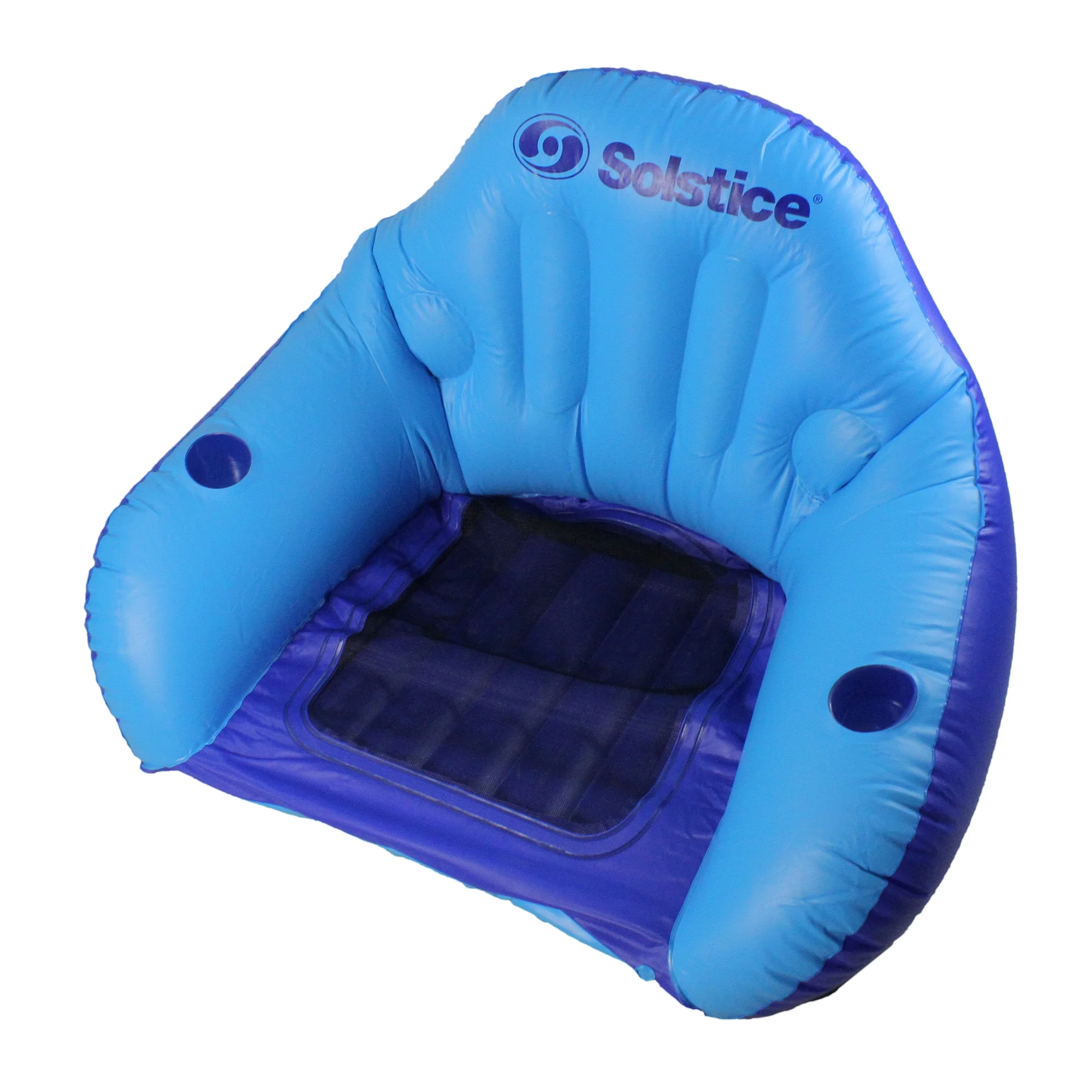 67-Inch Blue Inflatable Convertible Swimming Pool Floating Lounger with Mesh Seat