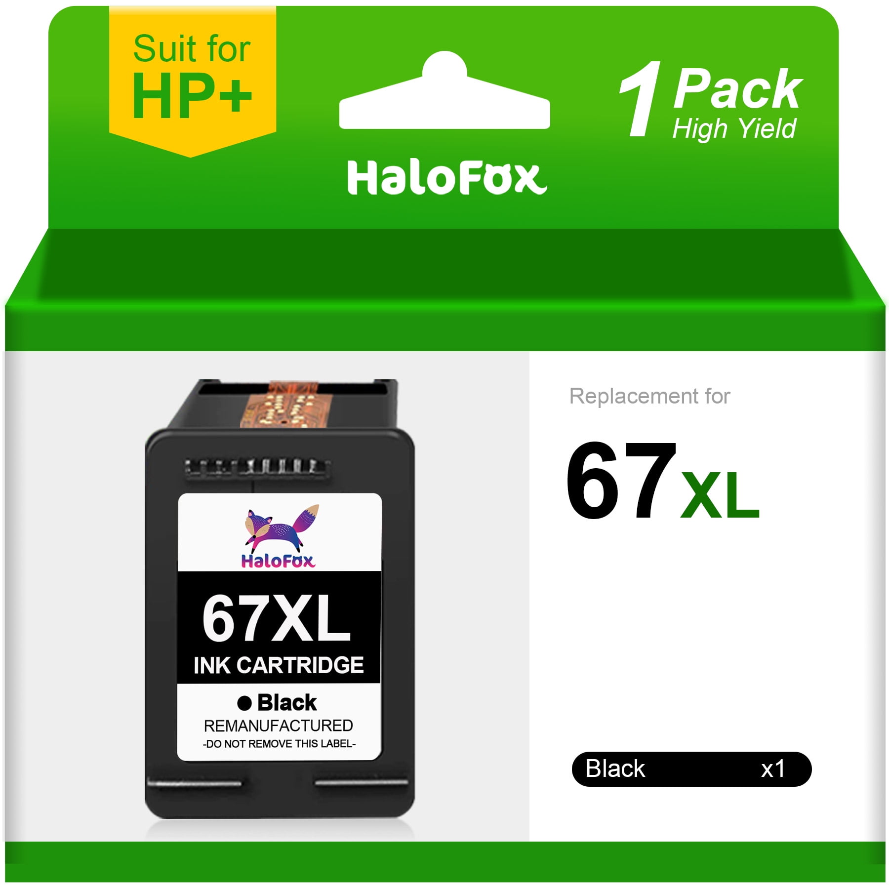 67 XL 67XL Black Ink Cartridge for HP Ink 67 for HP DeskJet 2755e 4155e Envy Pro 6455 6458 6475 Envy 6455e 6055 6055e Printer (1 Pack)