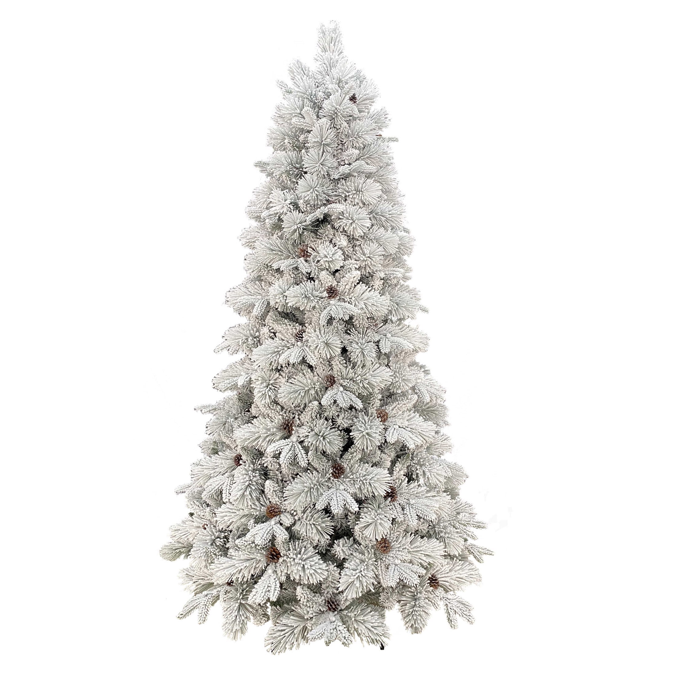 7.5 ft Flocked Pre-Lit Bellmont Christmas Tree with Color-Changing LED Lights and Stand, by Holiday Time