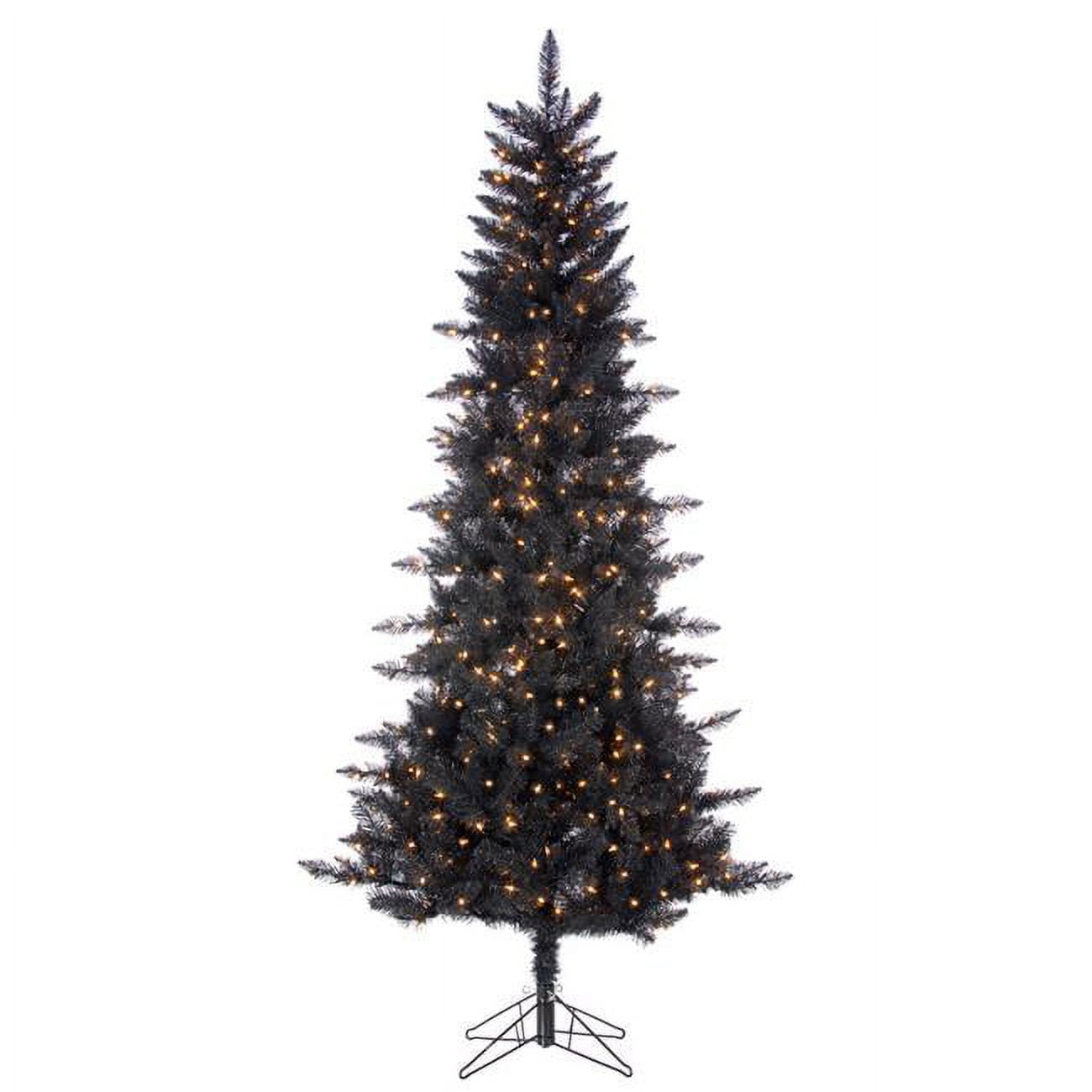 7.5 ft. Pre Lit Clear Incandescent Black Tuscany Tinsel Tree