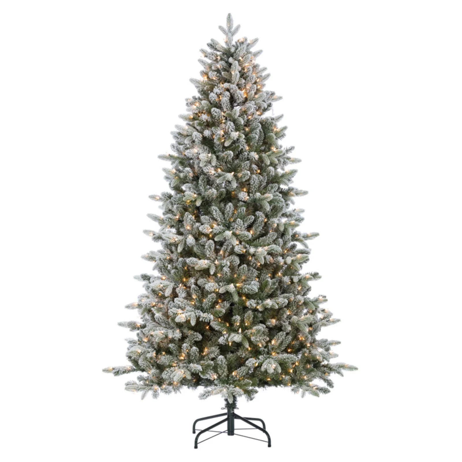 7.5 ft. Pre Lit Clear Incandescent Natural Cut Flocked Swiss Mountain Fir