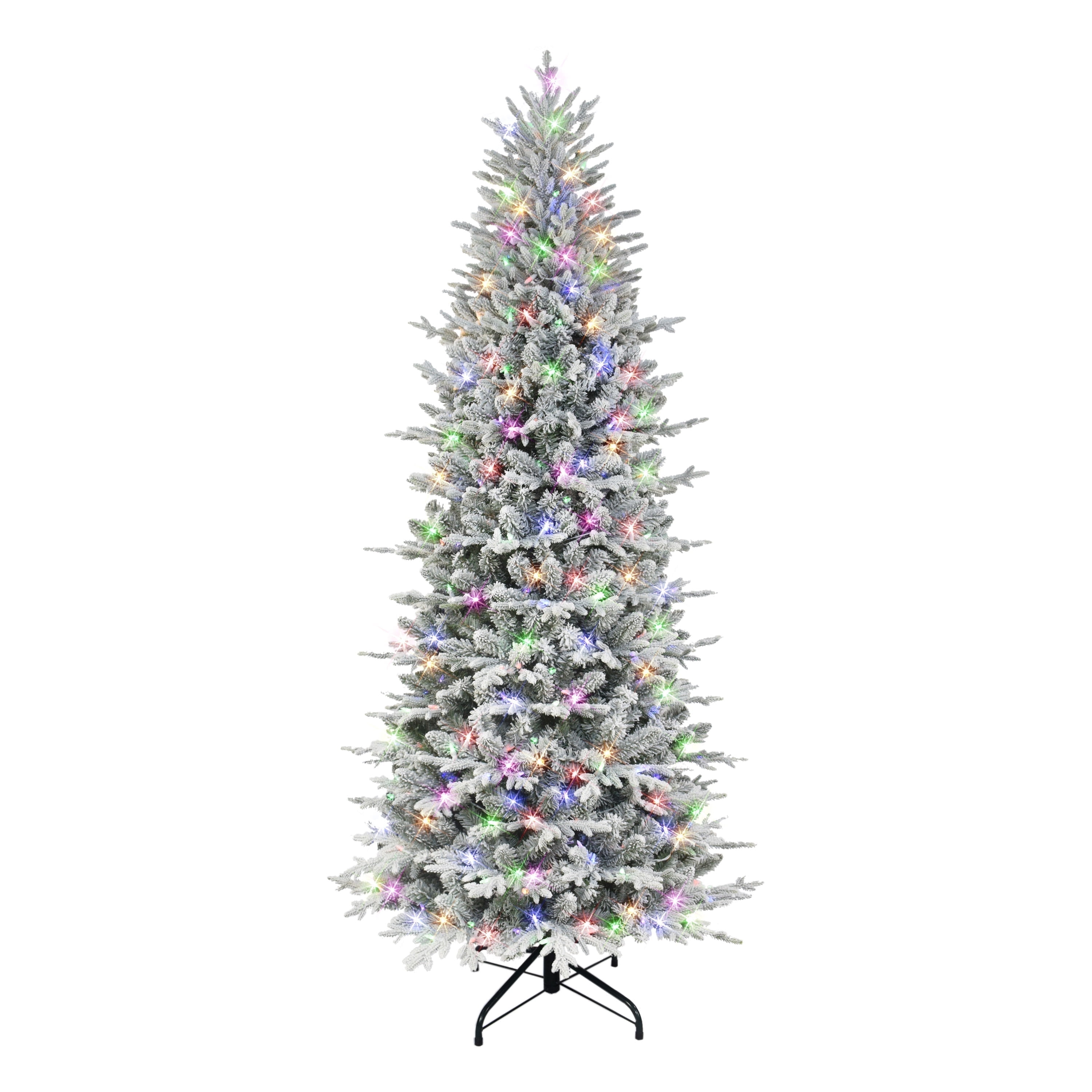 7.5 ft Pre-lit Slim Flocked Northern Fir PE/PVC Tree 2365 Tips 400 Color Select LED Lights