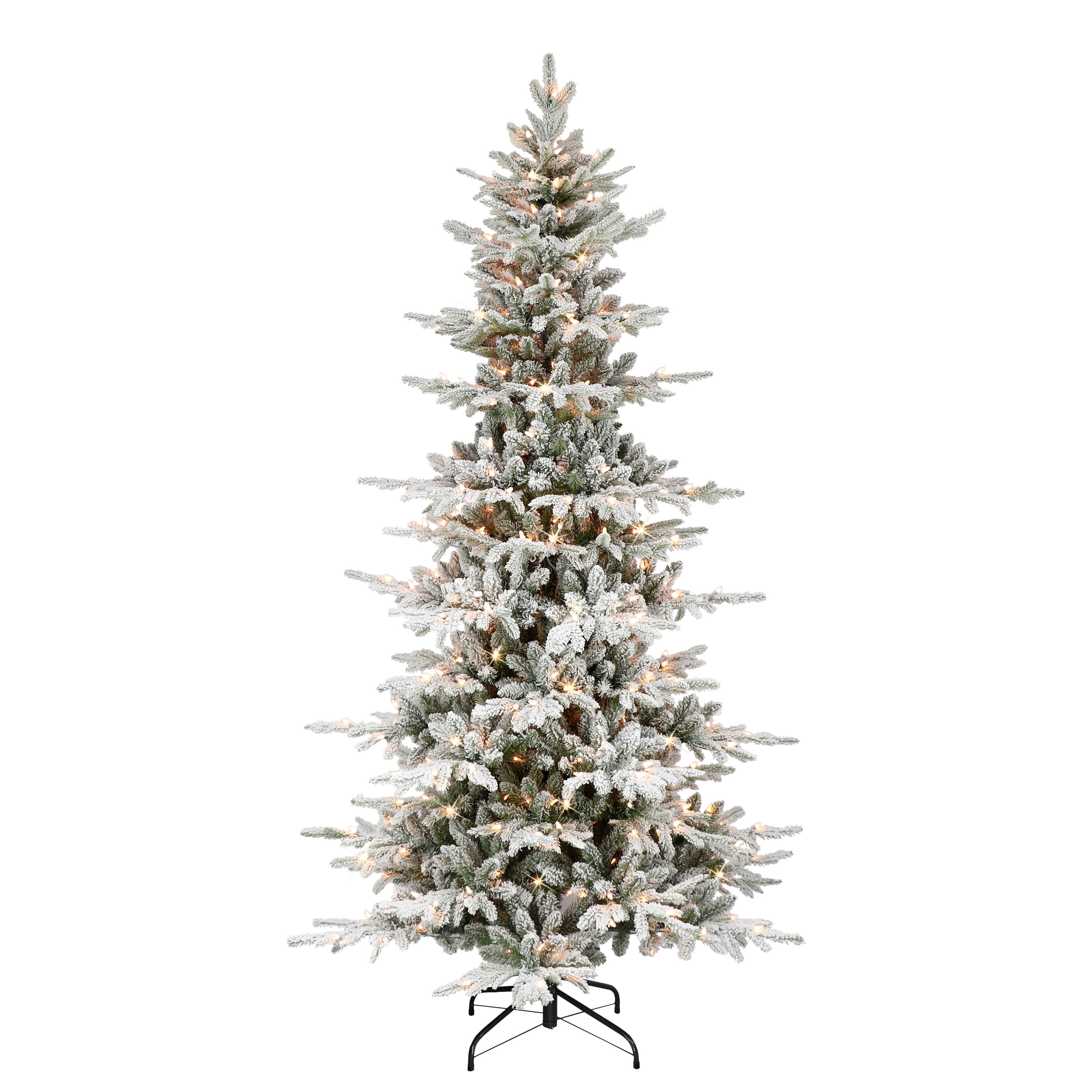 7.5 ft Pre-lit Slim Flocked Utah Fir Tree 450 UL Clear Incandescent Lights