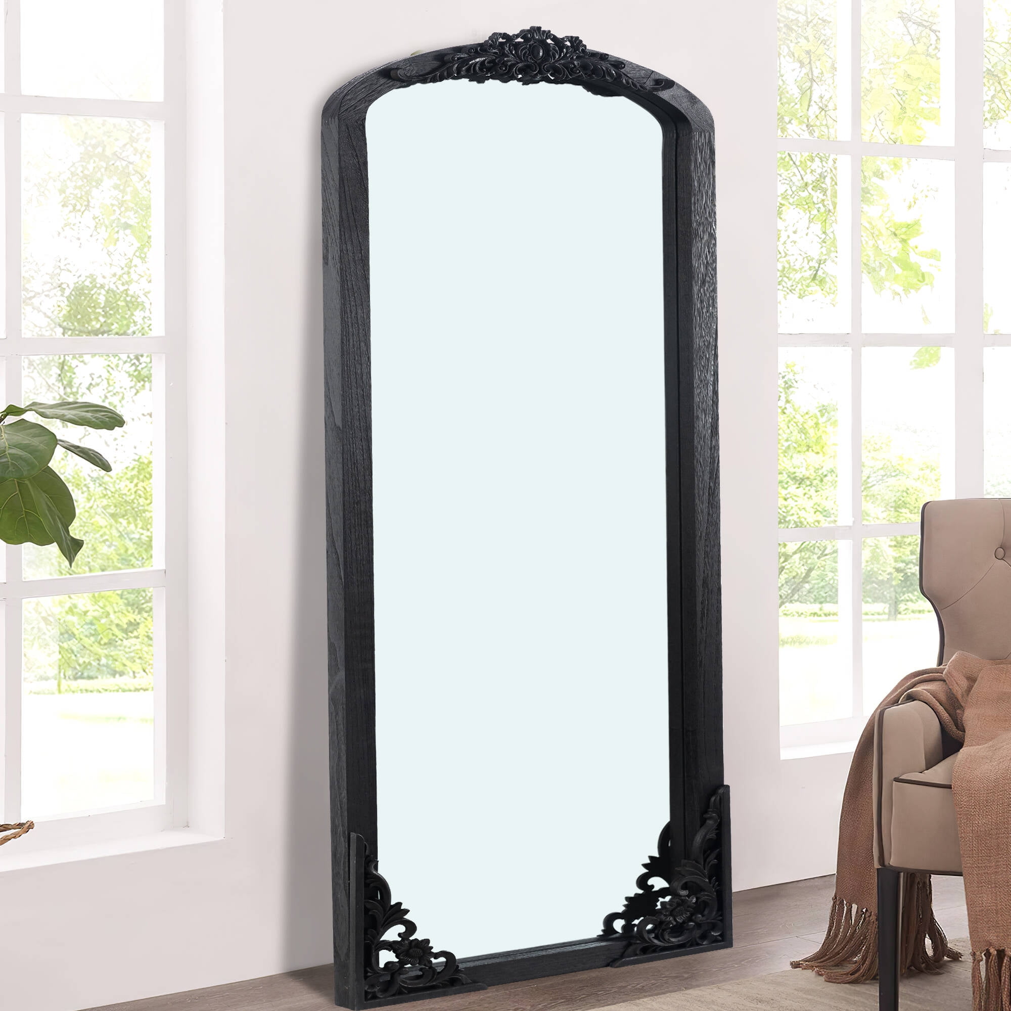 71x30 Arch Full-Length Vintage Mirror, Black