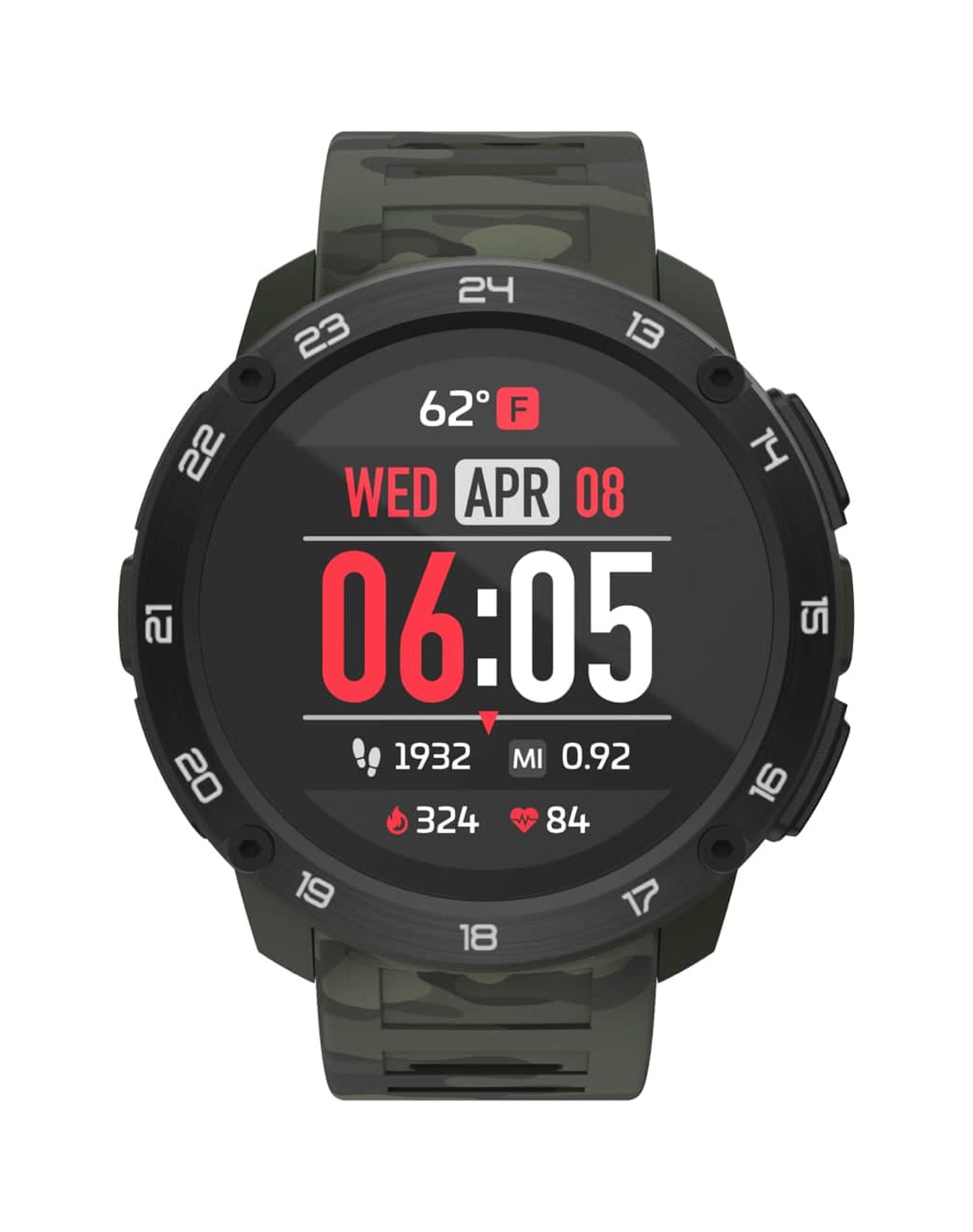 iTouch Explorer 3 Smart Watch Fitness Tracker for Men Compatible w iOS & Android (Green Camo)