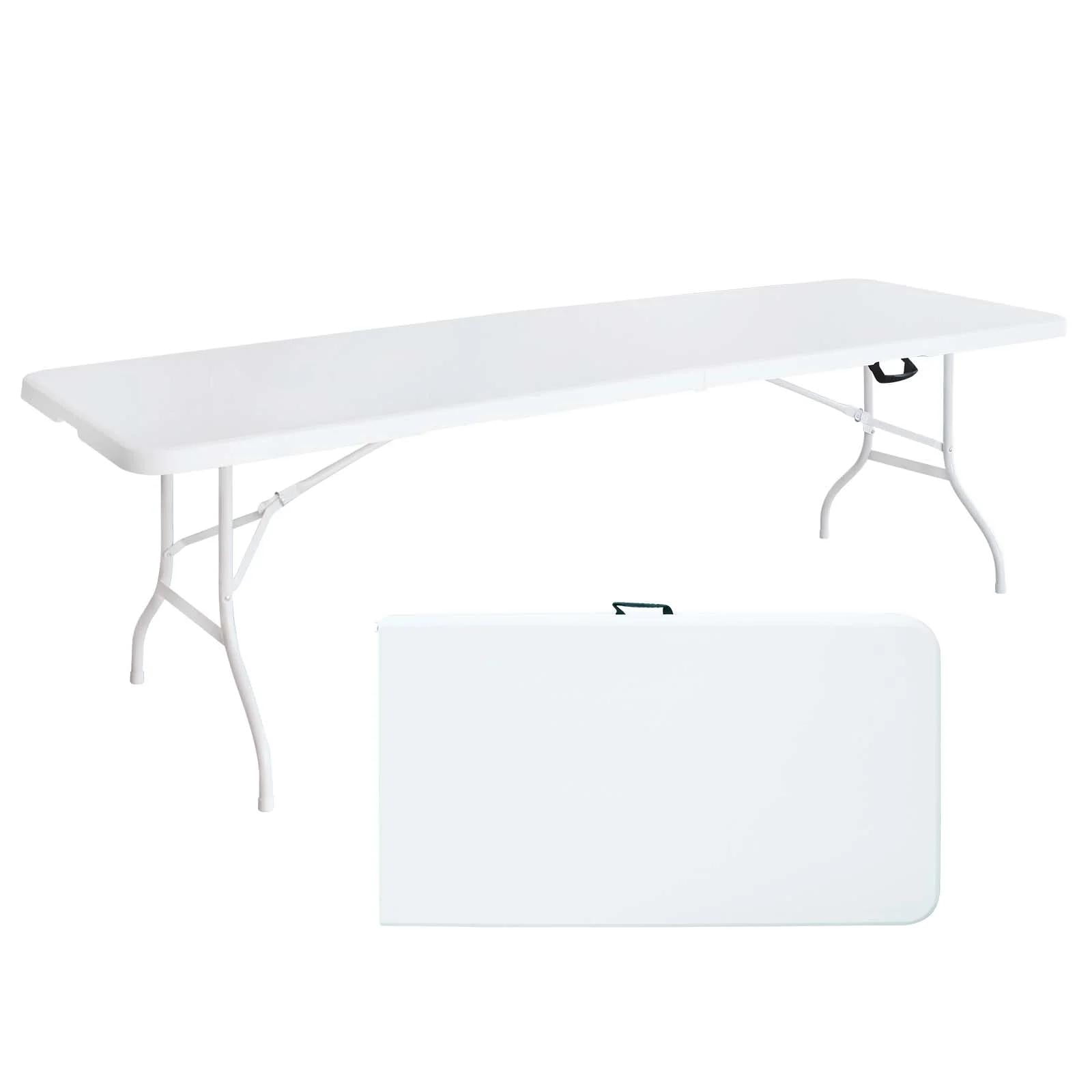 8 Foot Bi-Fold Plastic Folding Table,White