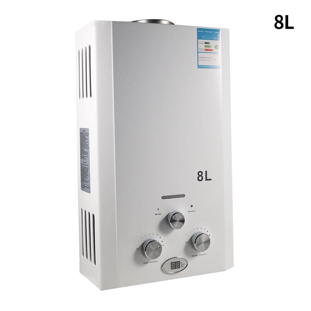 8L Natural Gas Water Heater for Home Use - Instant Hot Water Supply, Overheating Protection, Compact Design