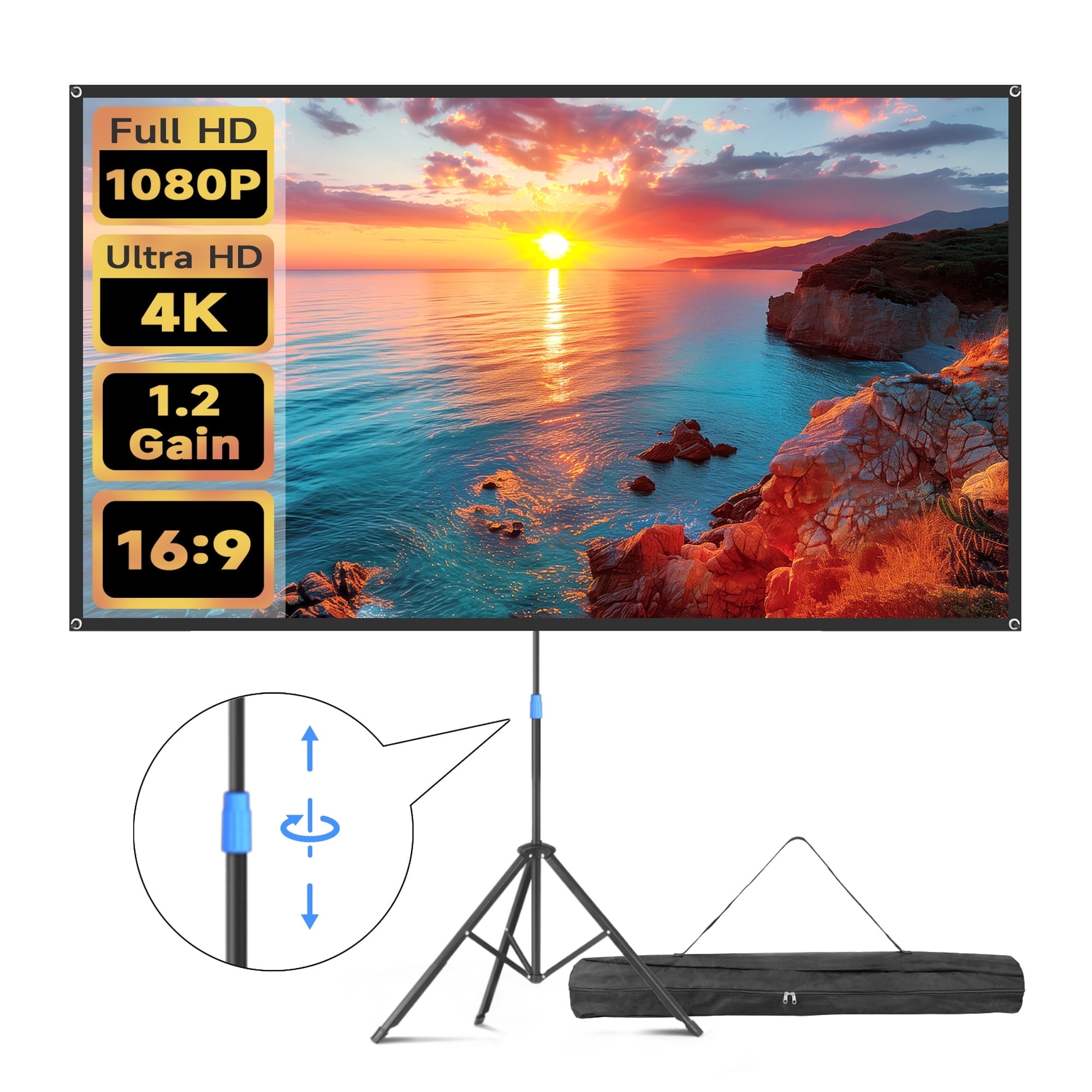 Visulapex Outdoor Projector Screen with Stand 80 inch, Portable Projector Screens for Outside Theater Home Backyard Movies
