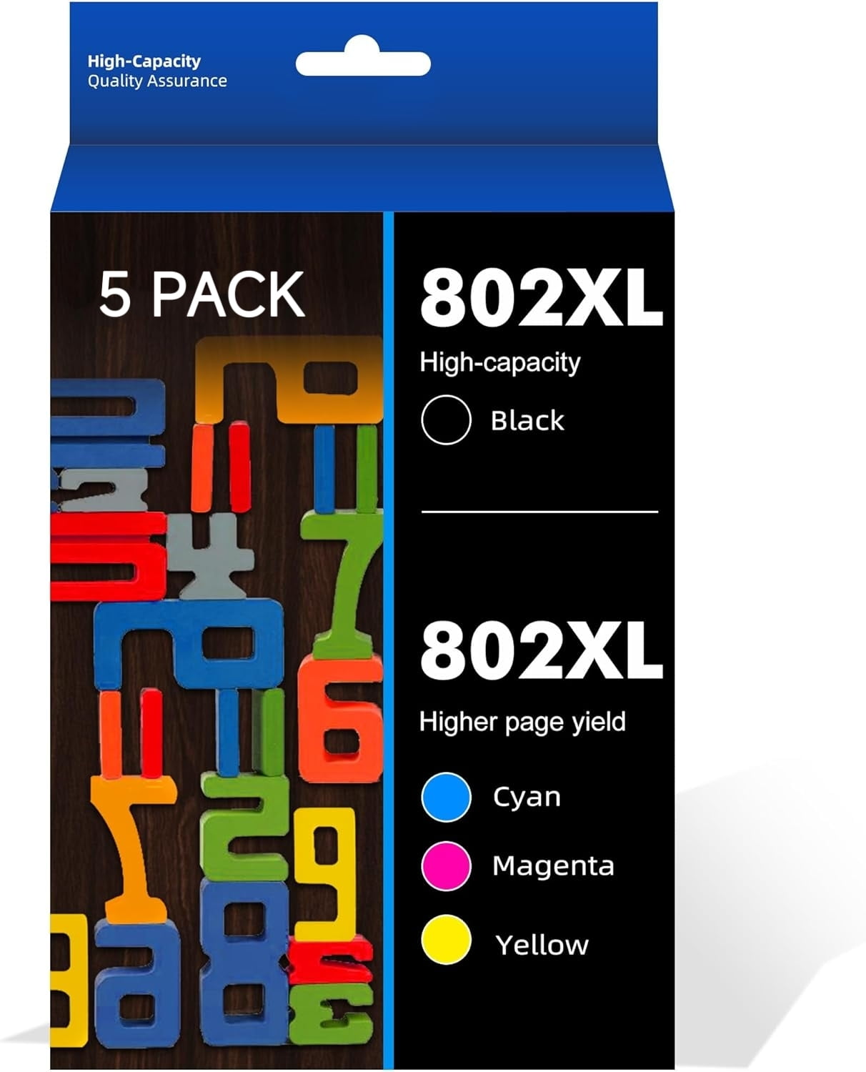 802XL Ink Cartridge for Epson ink 802 XL 802XL to use with Workforce Pro WF-4730 WF-4720 WF-4734 Printer (2 Black 1 Cyan 1 Magenta 1 Yellow, 5-Pack)