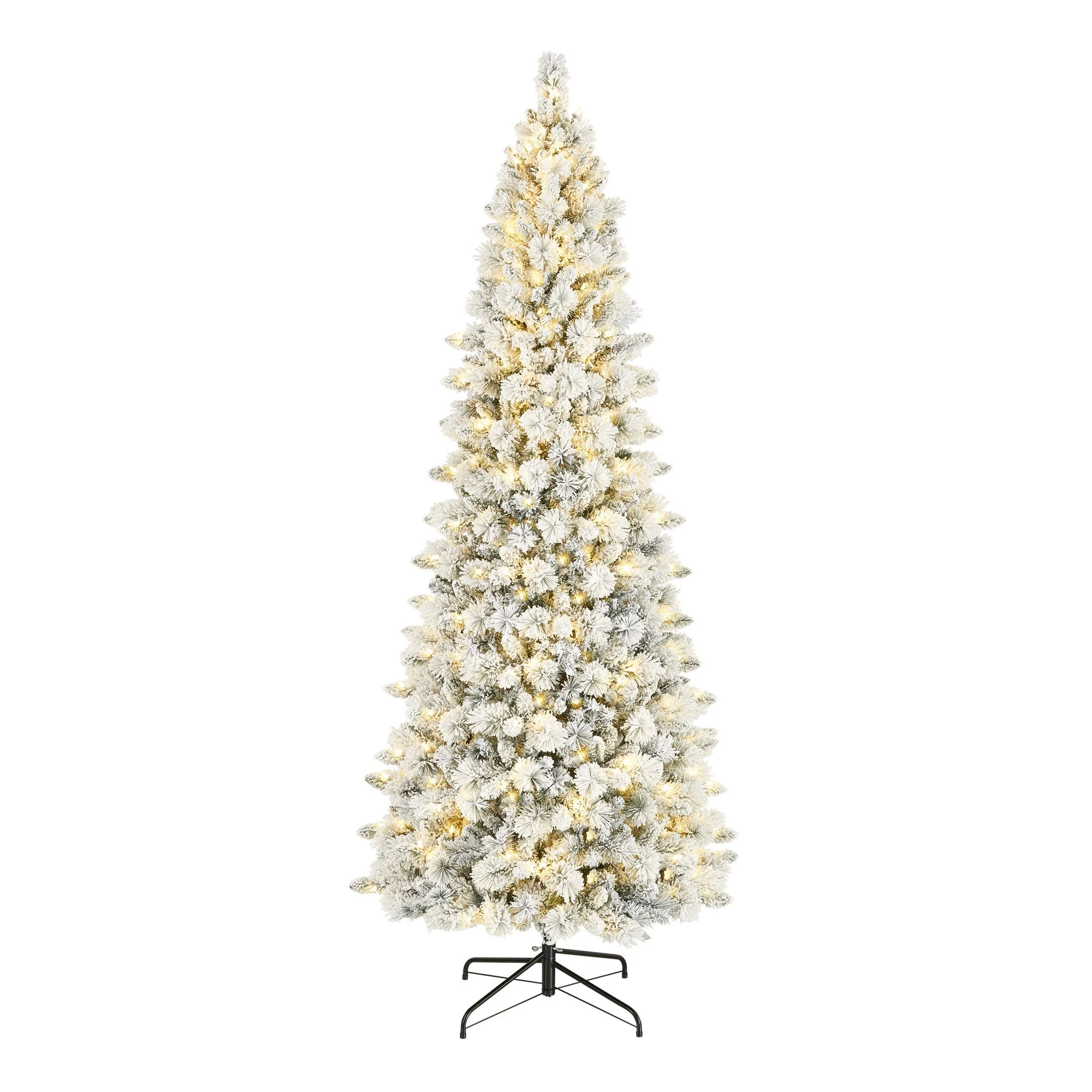 9 ft Pre-Lit Flocked Tahoe Spruce Artificial Christmas Tree, Warm White LED Lights, by Holiday Time