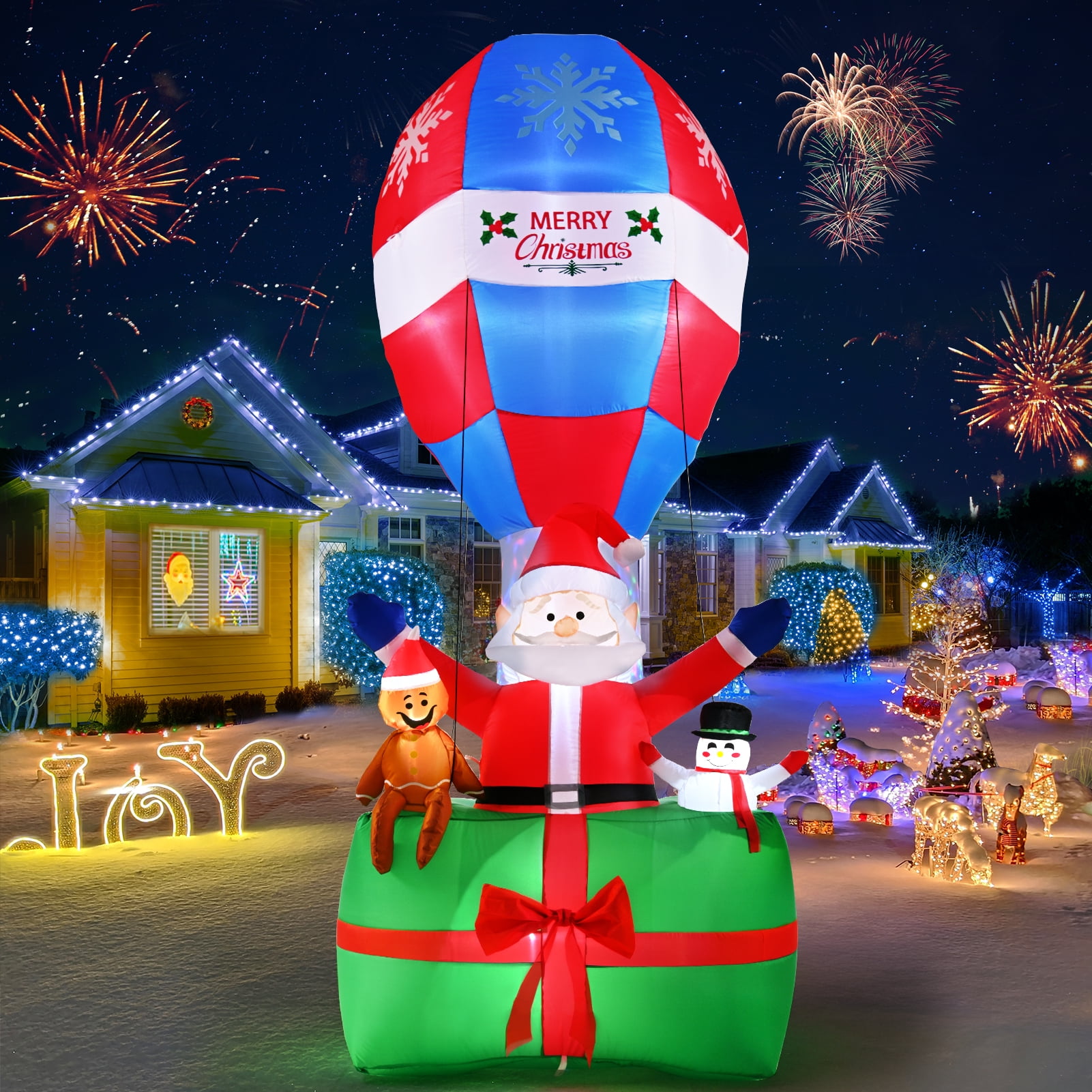 9ft Christmas Inflatables Decorations Outdoor, Inflatable Snowman with Giant Balloon Blow Up Yard Decorations with Rotating LED Lights