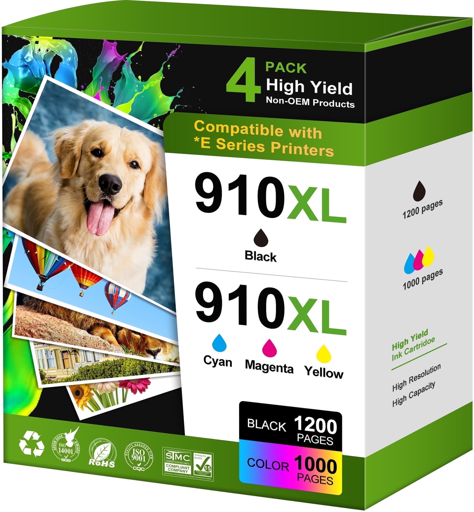 910 Ink 910XL 910 Ink Cartridges Combo Pack for HP Ink 910 XL Compatible with OfficeJet Pro 8020 8025 8028 8035 8030 8010 8015 8018 8022 Printer (1 Black, 1 Cyan, 1 Magenta, 1 Yellow, 4 Pack)